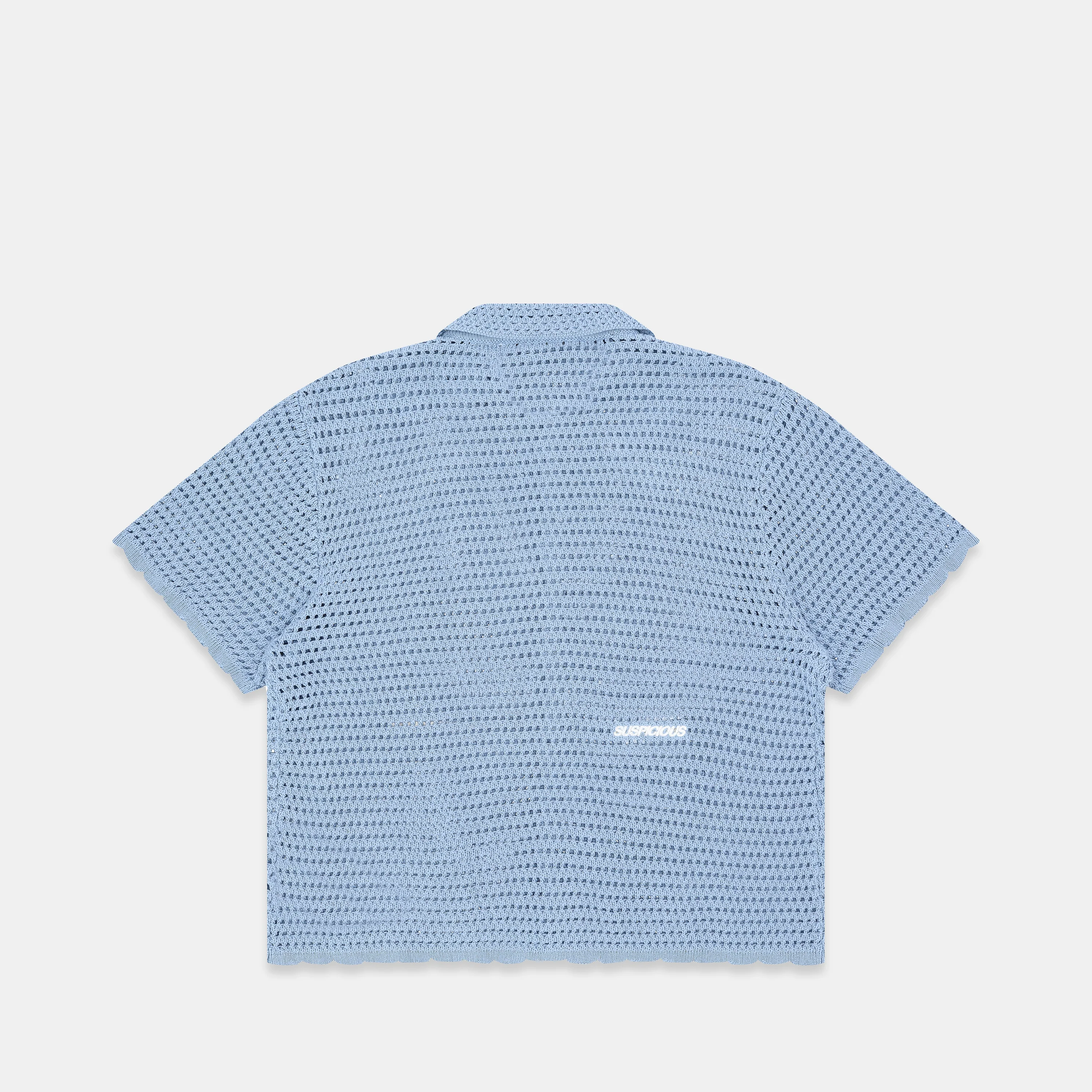 C&L / Essentials Crochet Shortsleeve Shirt - Coral Blue - Image 3