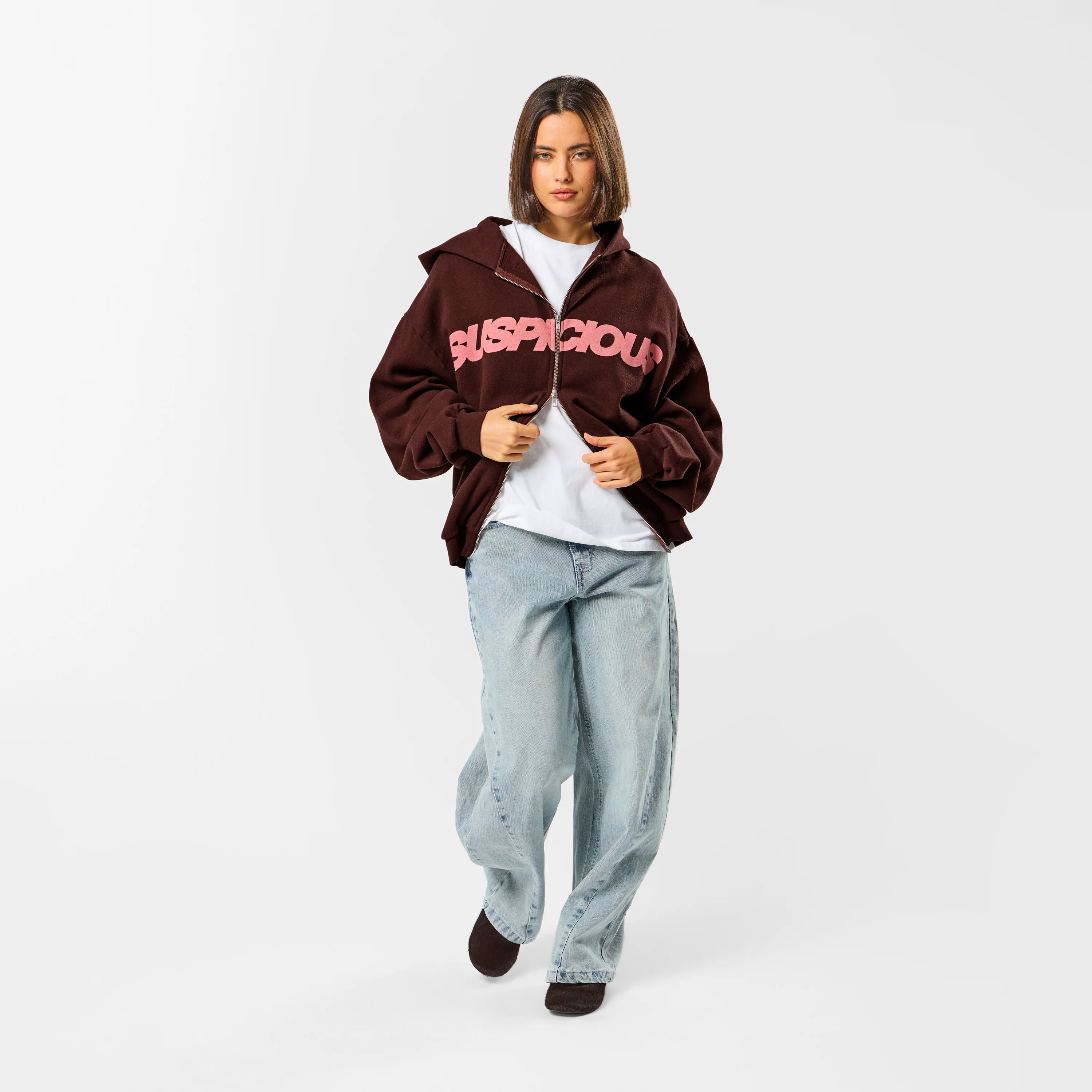 Camo / Base Zip-Up Hoodie - Burnt Mahogany - Image 3