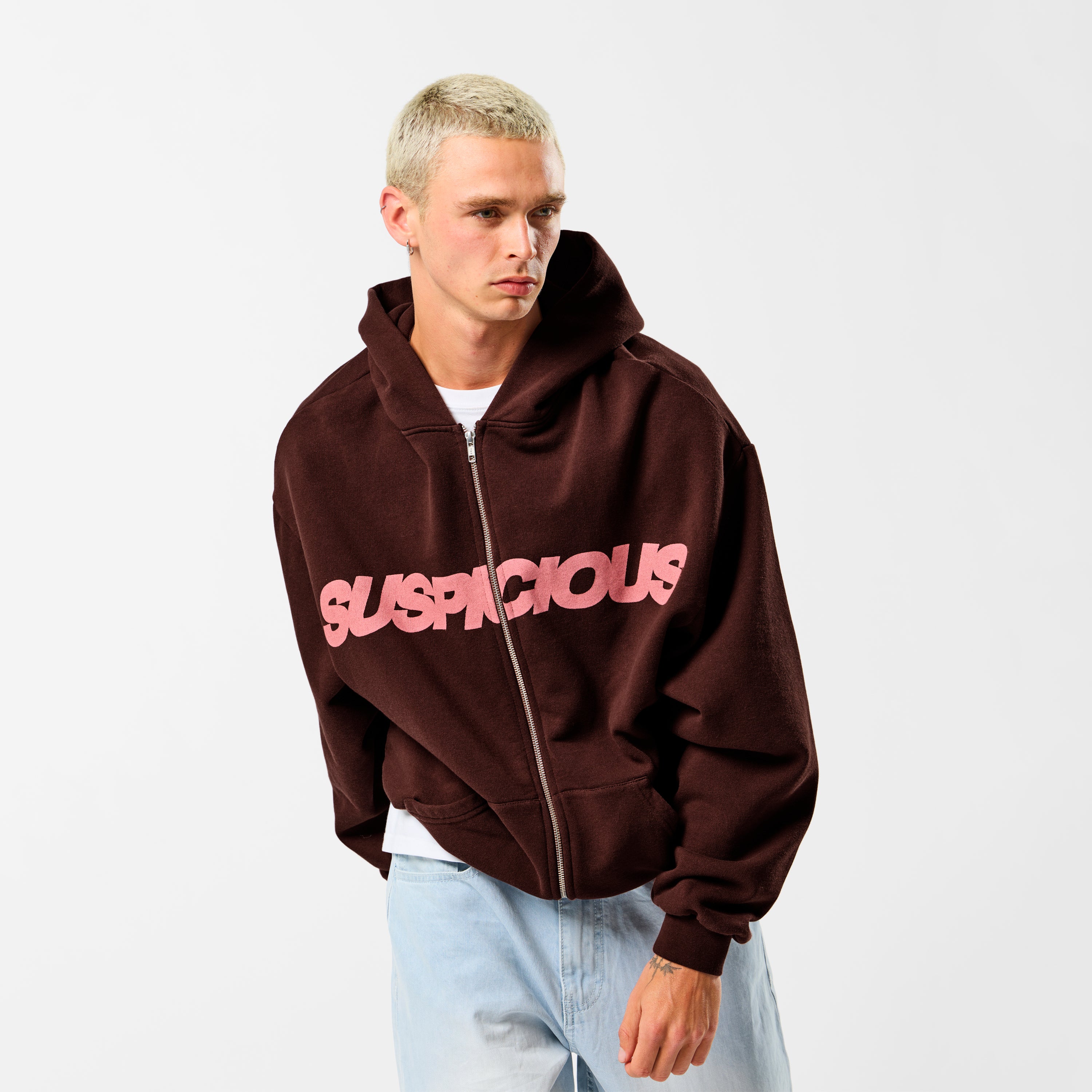 Camo / Base Zip-Up Hoodie - Burnt Mahogany - Image 6