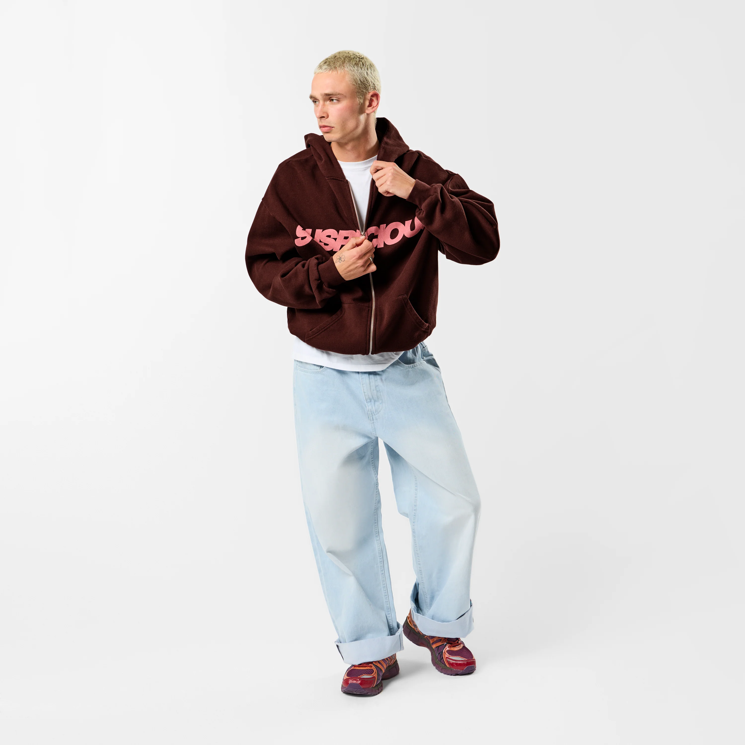 Camo / Base Zip-Up Hoodie - Burnt Mahogany - Image 8