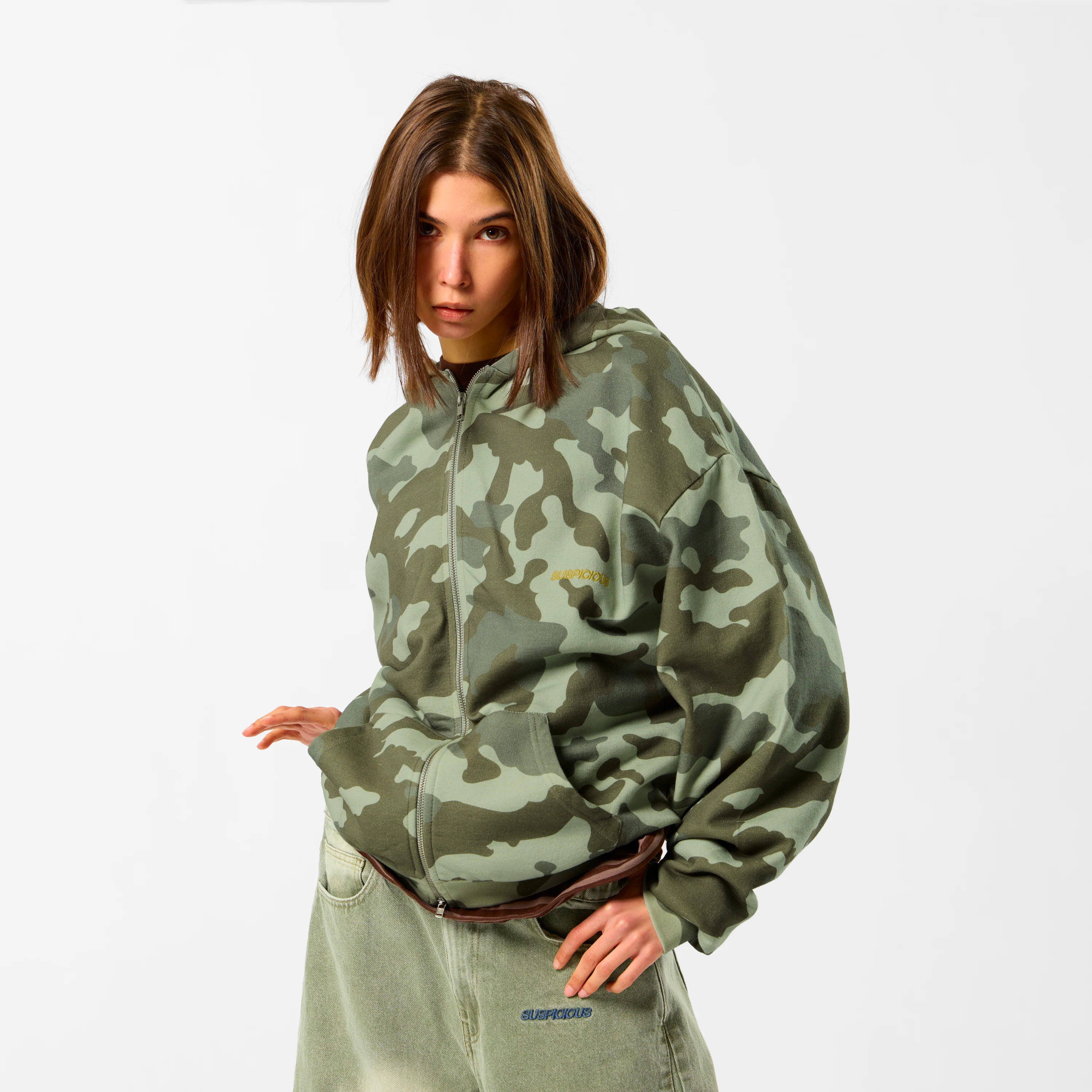 Camo / Essentials Zip-Up Hoodie - Green Camo - Image 9