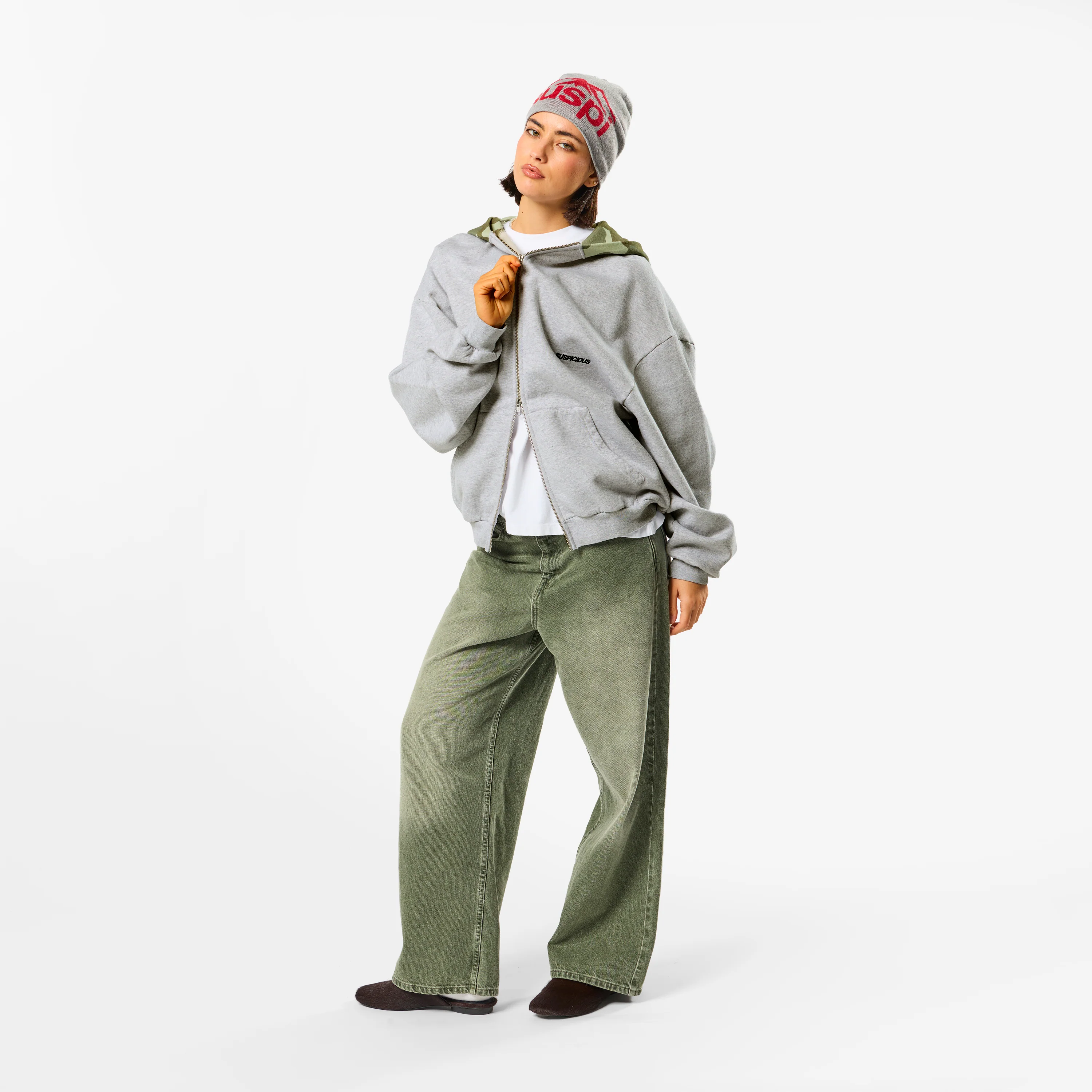 Camo / Essentials Zip-Up Hoodie - Neutral Heather - Image 8
