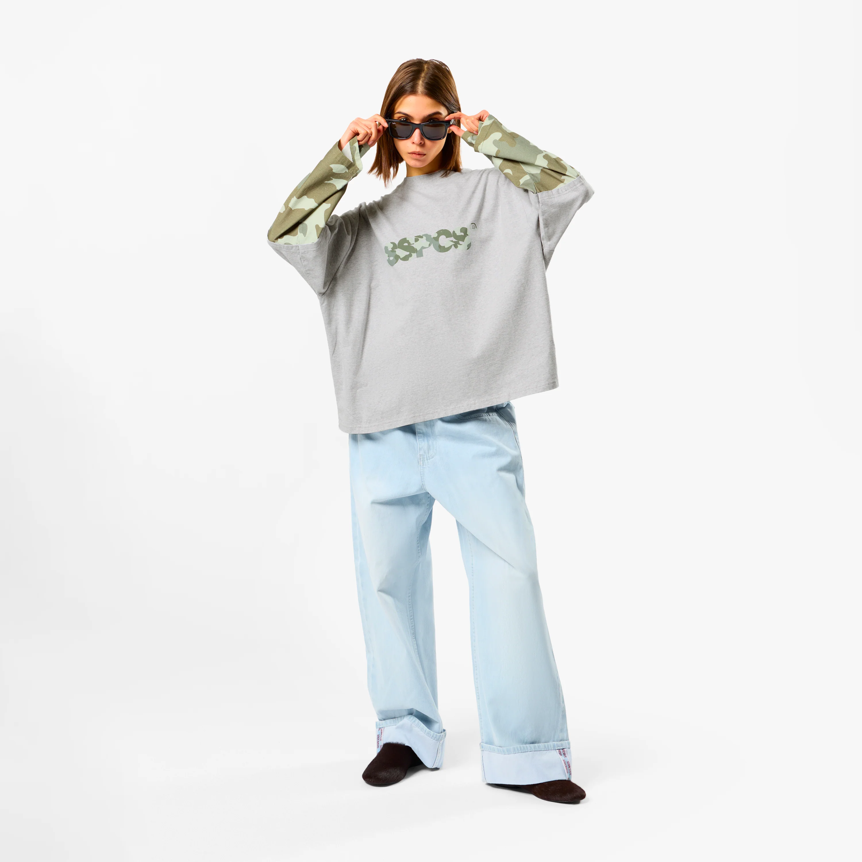 Camo / Green Camo Layered Longsleeve - Neutral Heather - Image 3