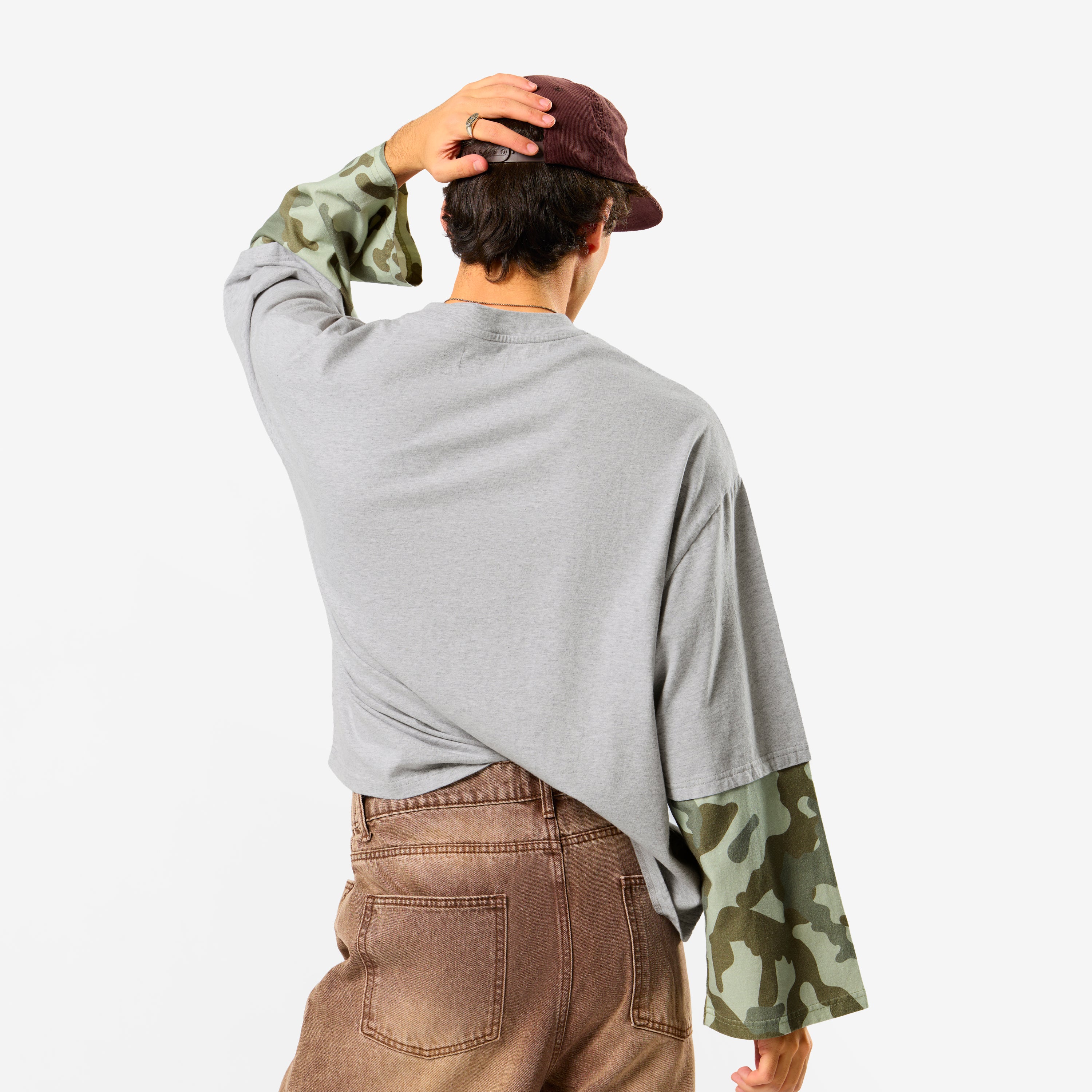 Camo / Green Camo Layered Longsleeve - Neutral Heather - Image 4
