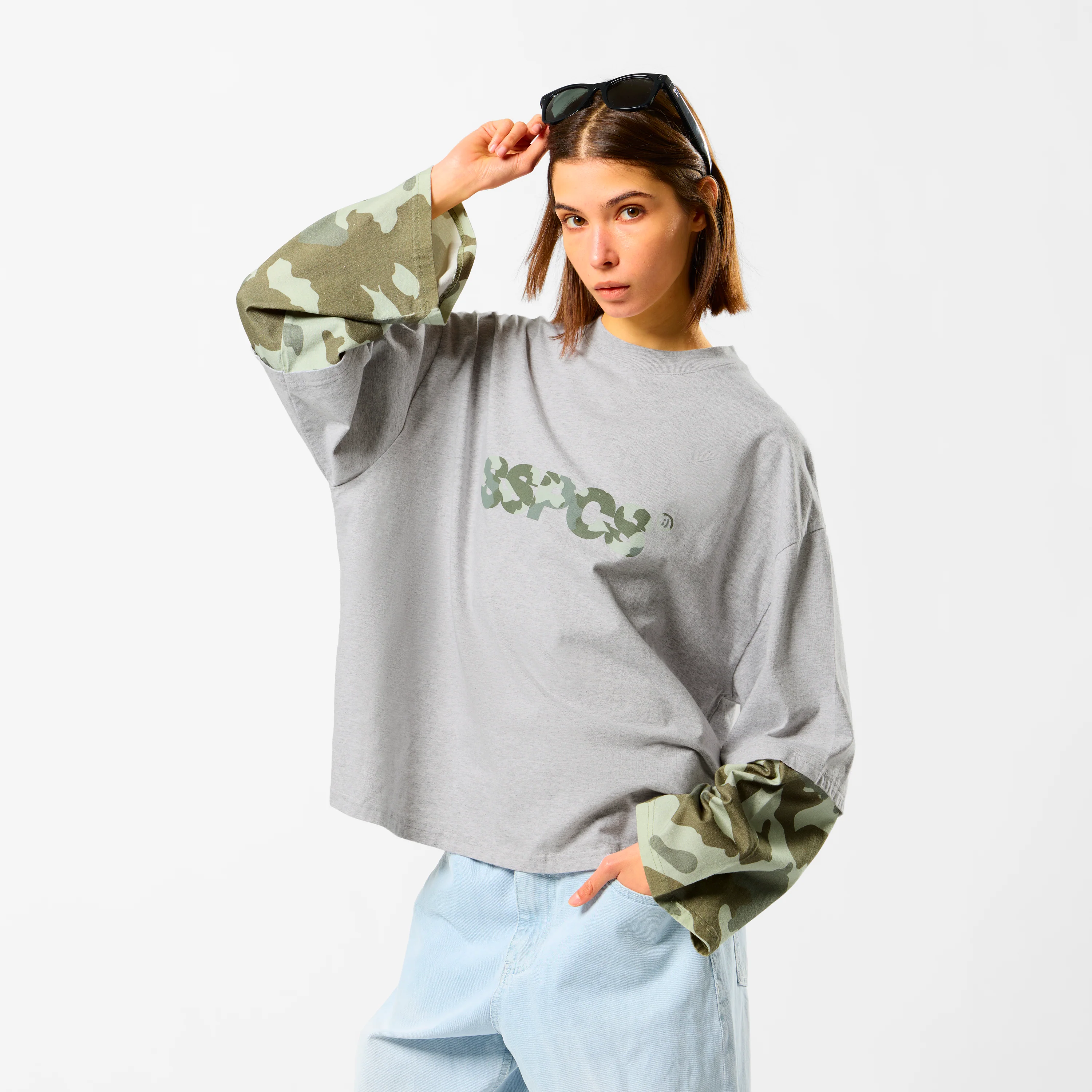Camo / Green Camo Layered Longsleeve - Neutral Heather - Image 8