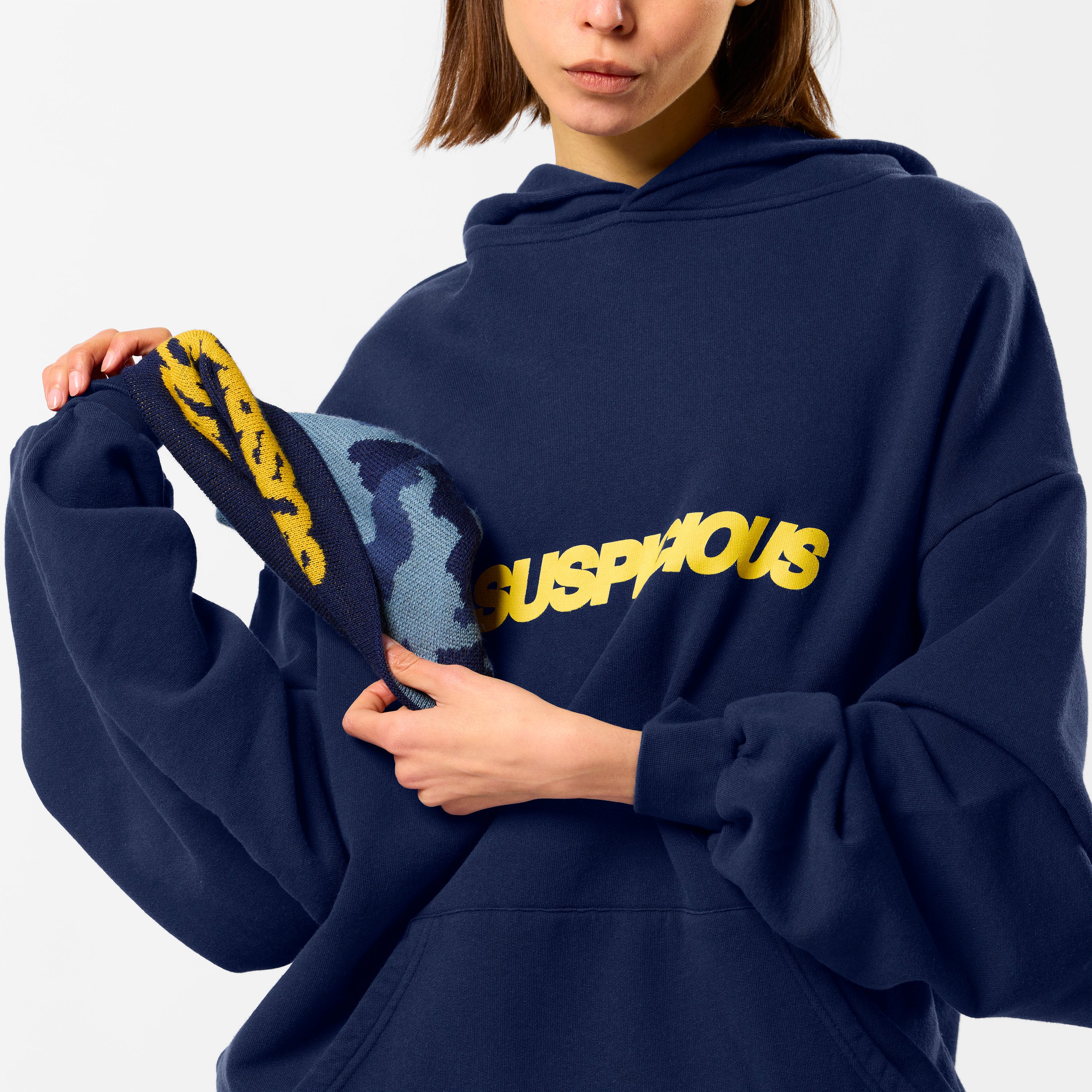 Camo / Slanted Hoodie - Deep Navy - Image 6