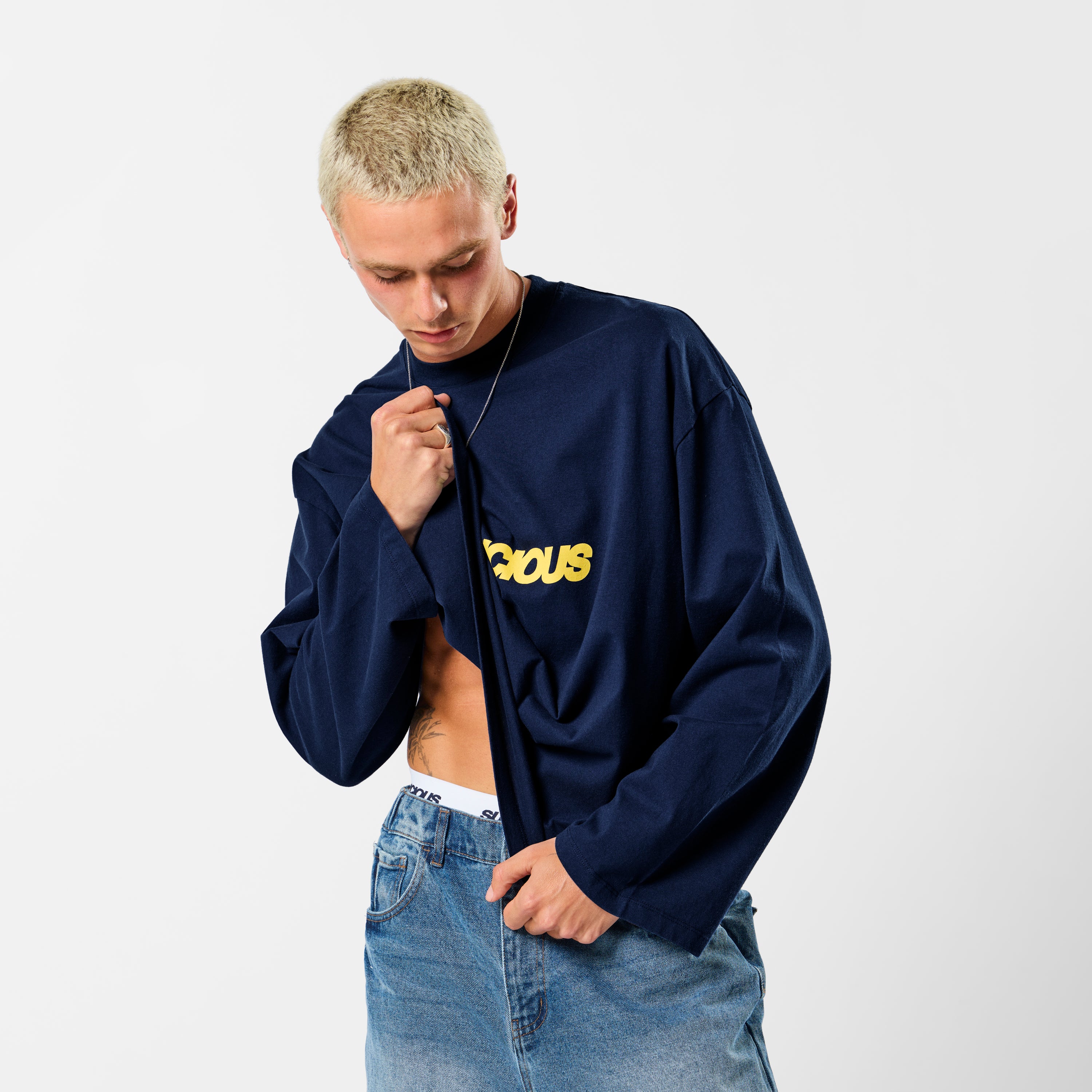 Camo / Slanted Longsleeve - Deep Navy - Image 8