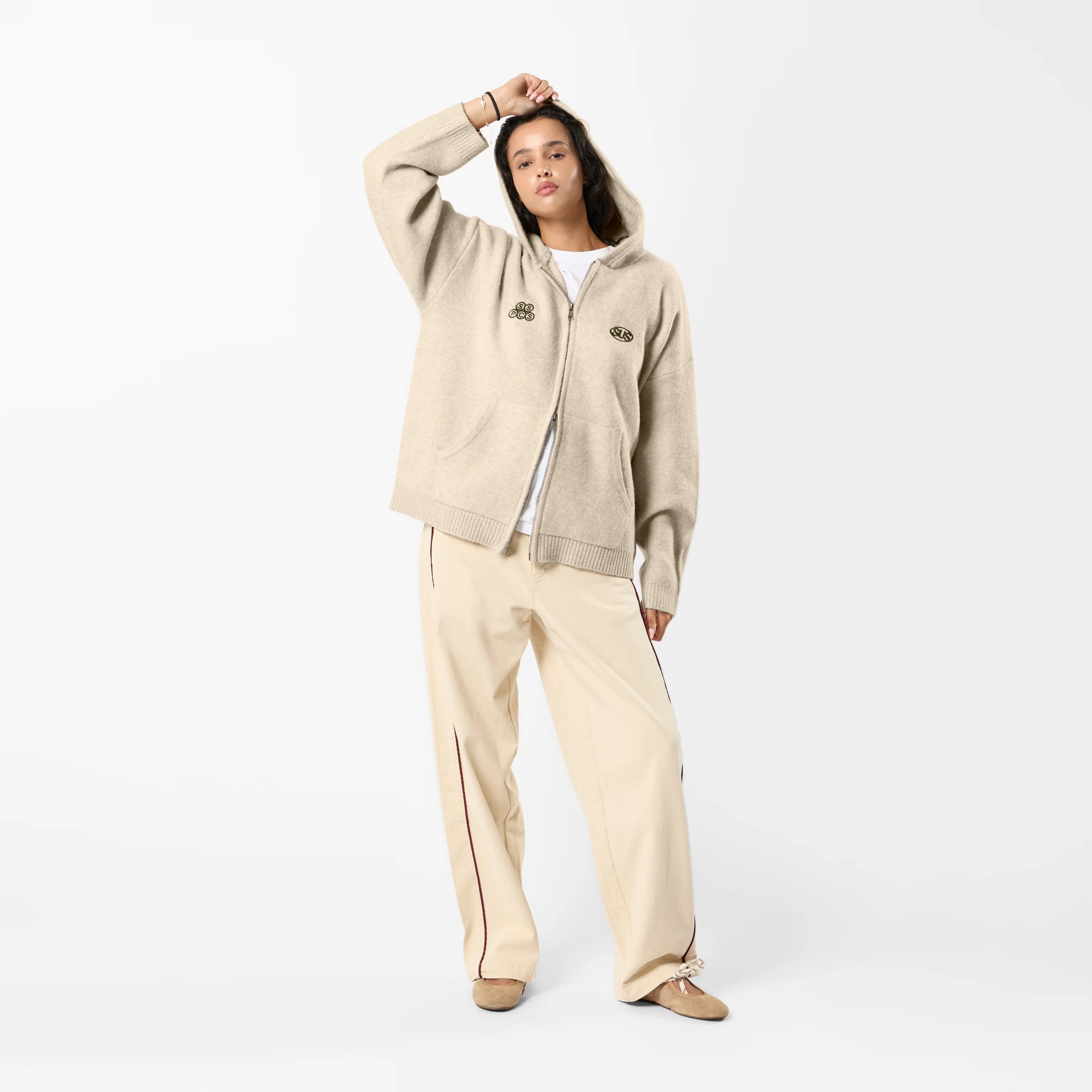 Fall / Backmark Knitted Zipped Hoodie - Dune - Image 3