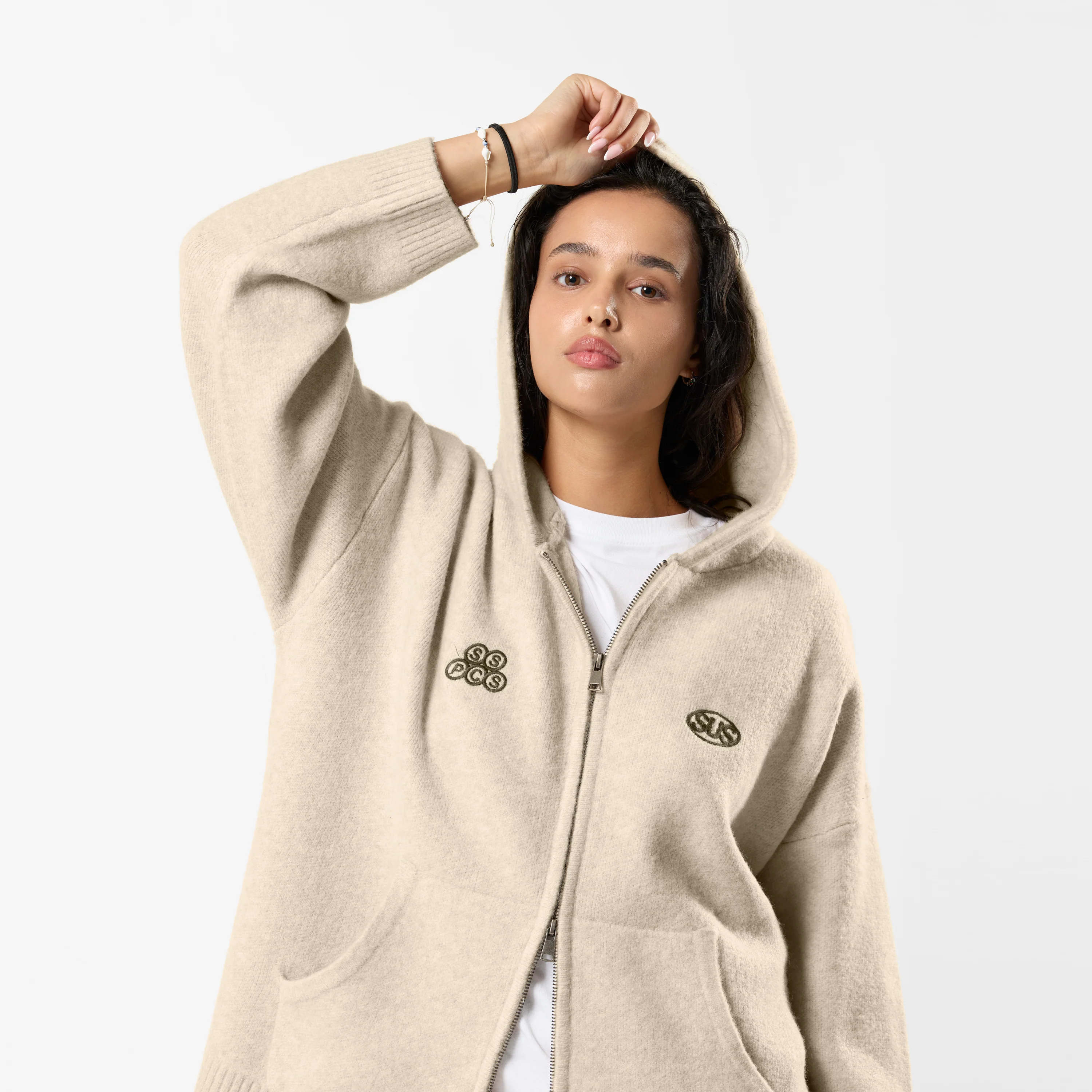 Fall / Backmark Knitted Zipped Hoodie - Dune - Image 8