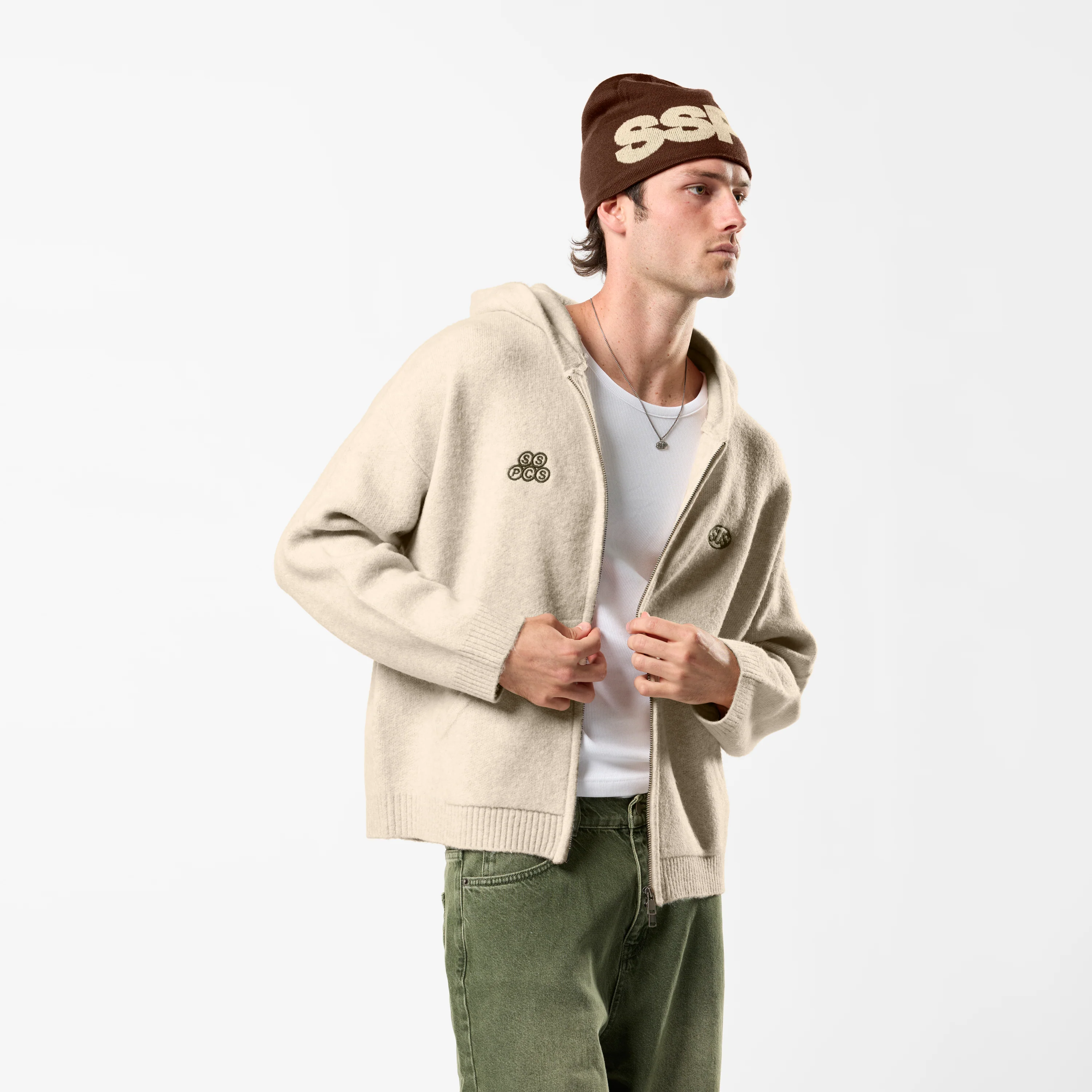 Fall / Backmark Knitted Zipped Hoodie - Dune - Image 9