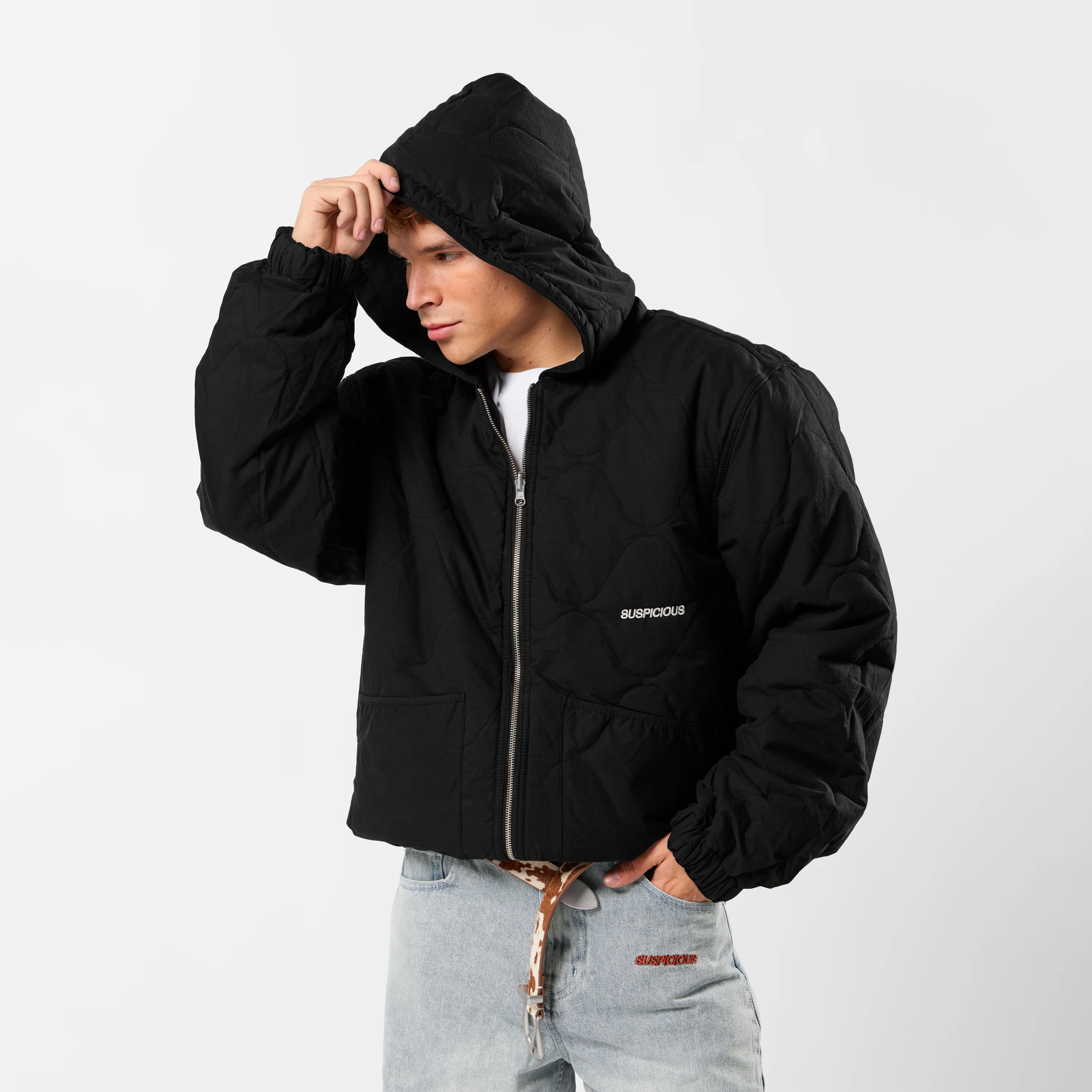 Fall / Reversible Canvas Hooded Jacket - Black - Image 11