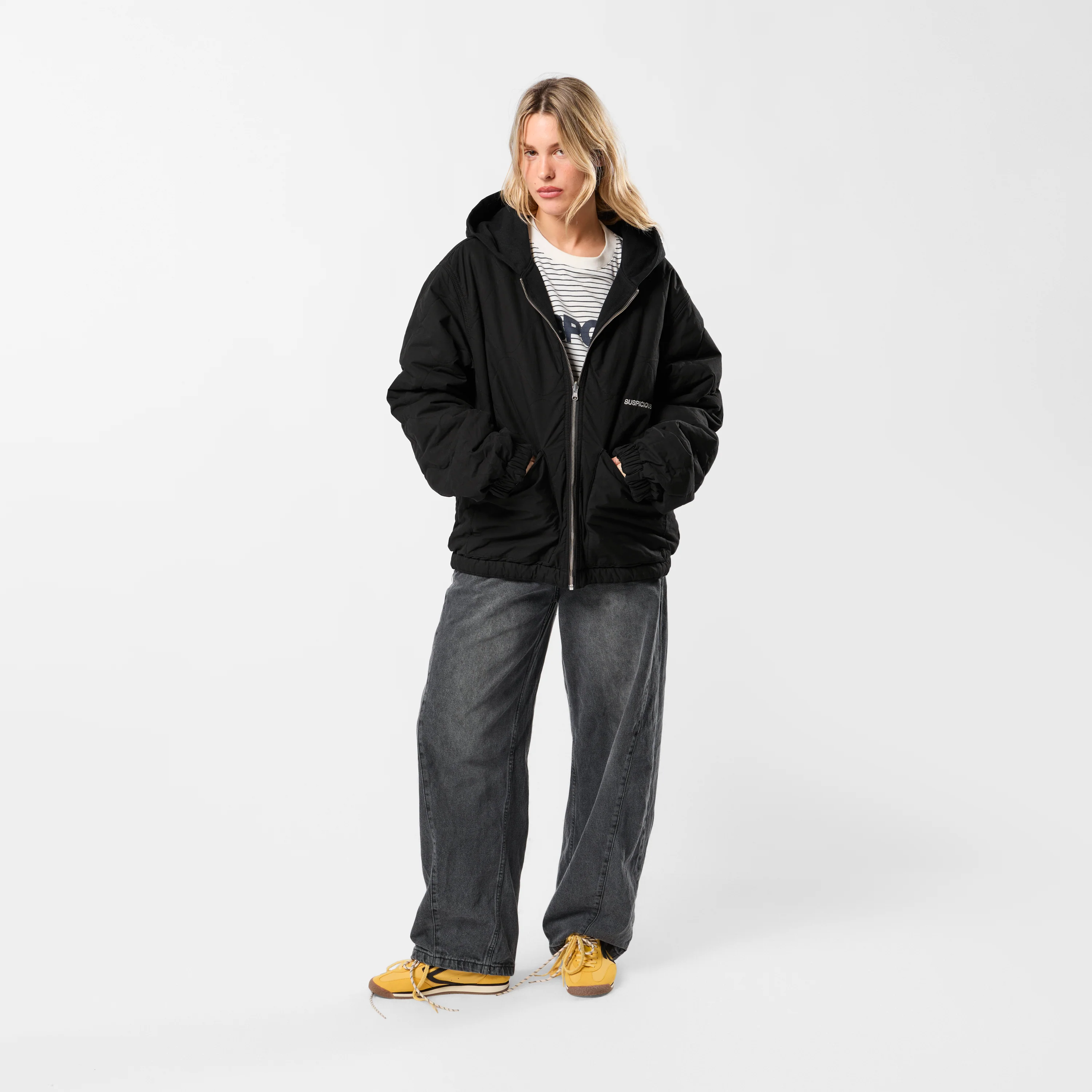 Fall / Reversible Canvas Hooded Jacket - Black - Image 5
