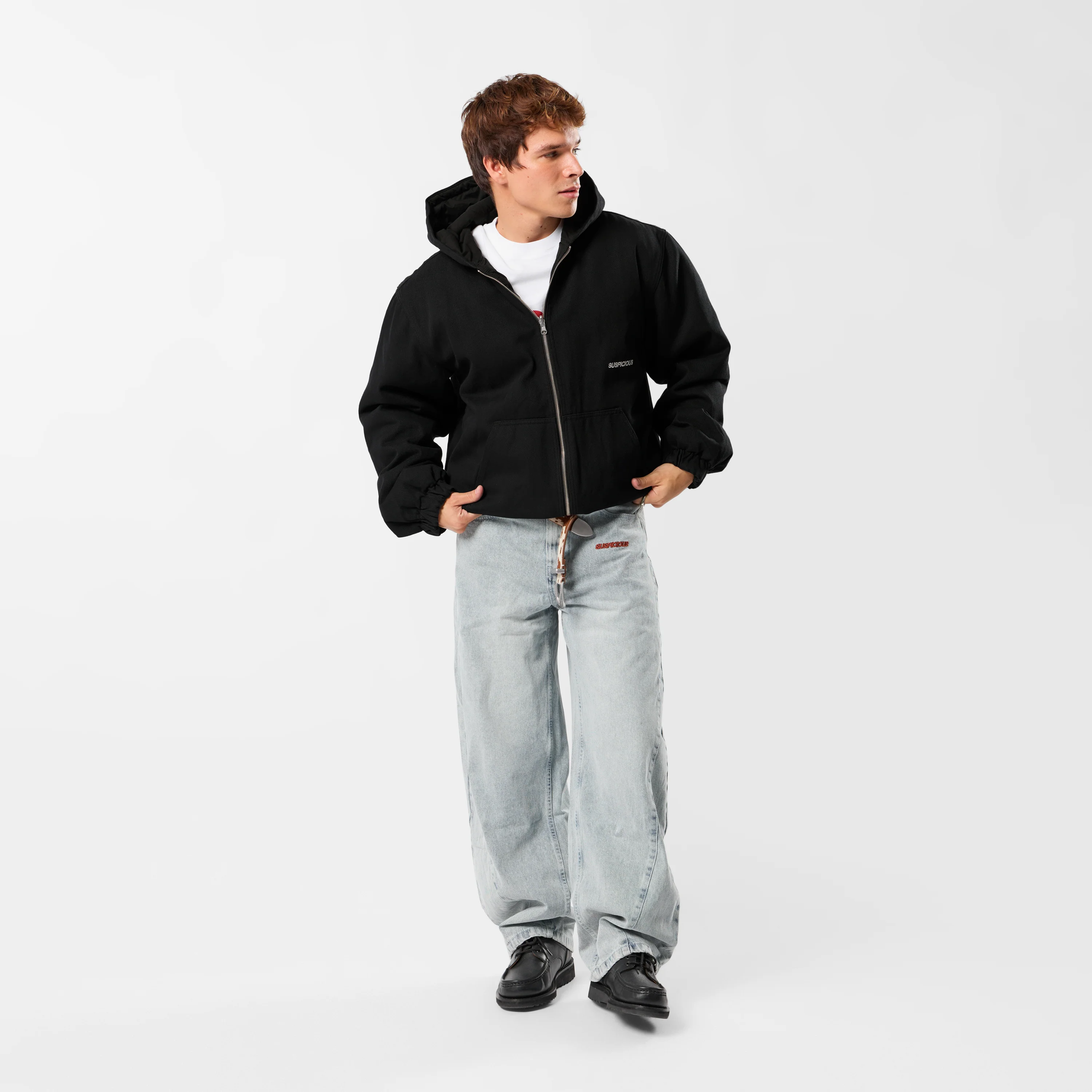 Fall / Reversible Canvas Hooded Jacket - Black - Image 6