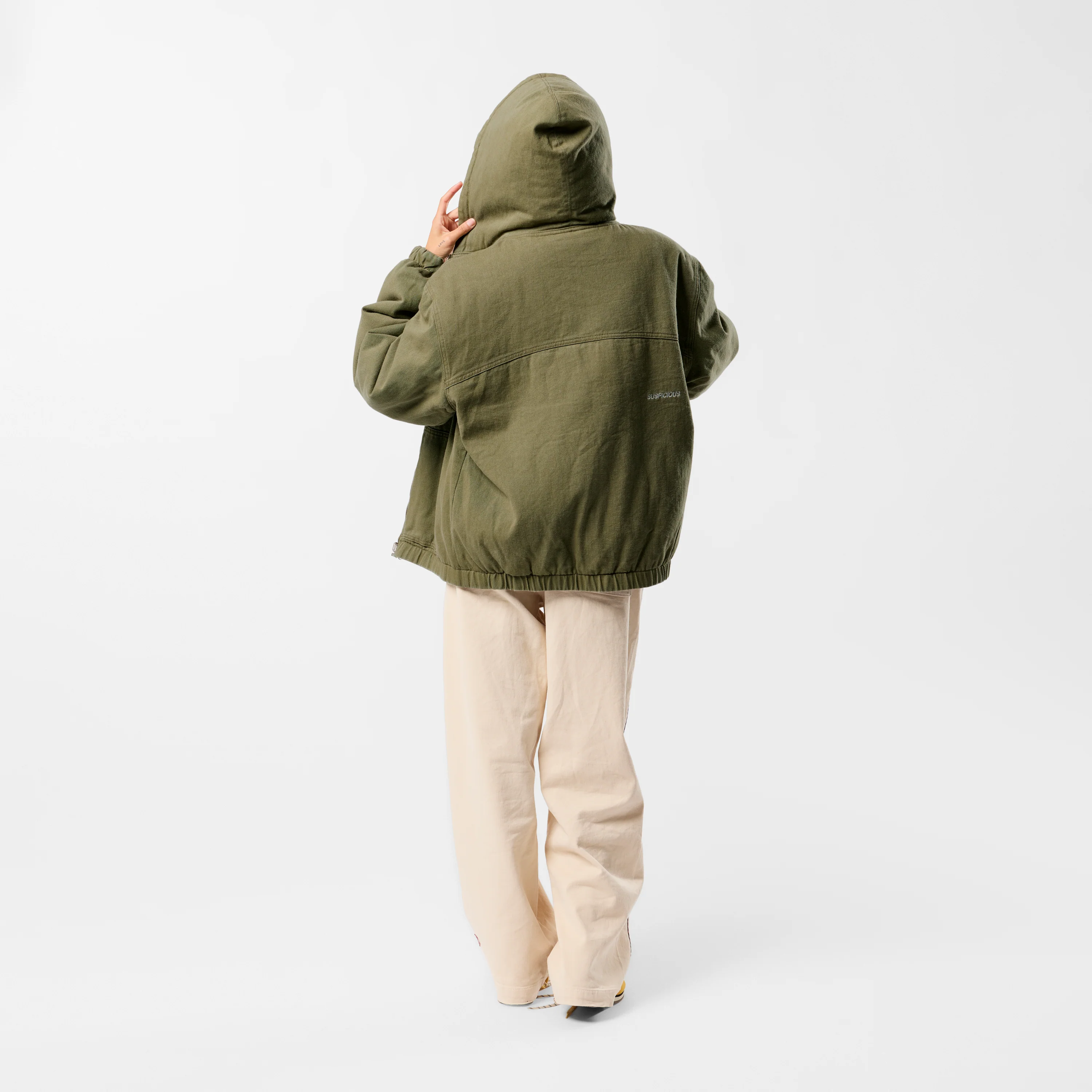 Fall / Reversible Canvas Hooded Jacket - Lichen Green - Image 16