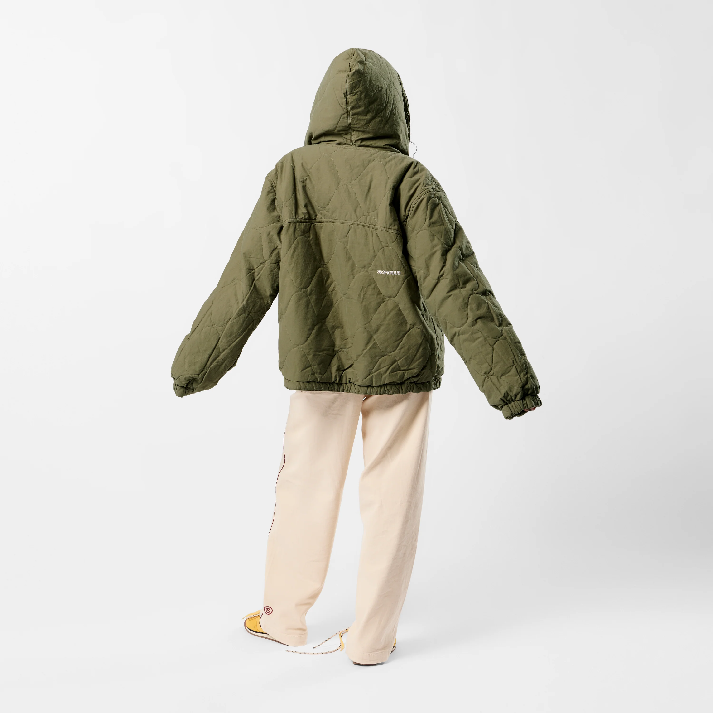 Fall / Reversible Canvas Hooded Jacket - Lichen Green - Image 5