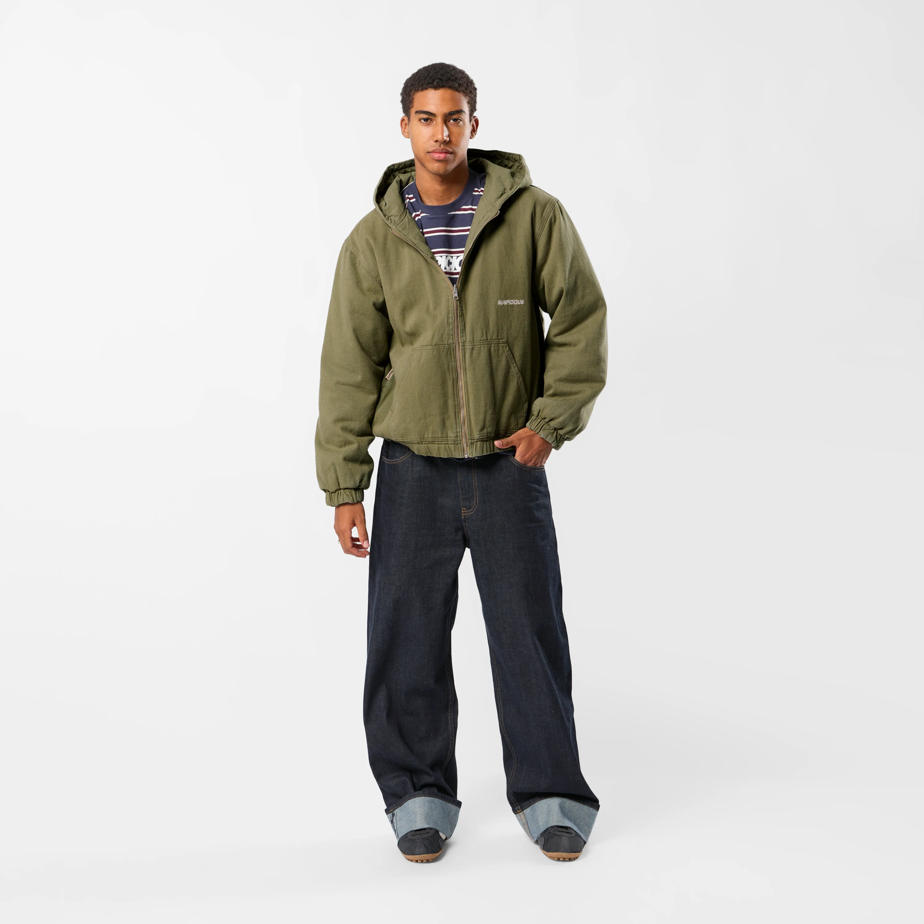 Fall / Reversible Canvas Hooded Jacket - Lichen Green - Image 6