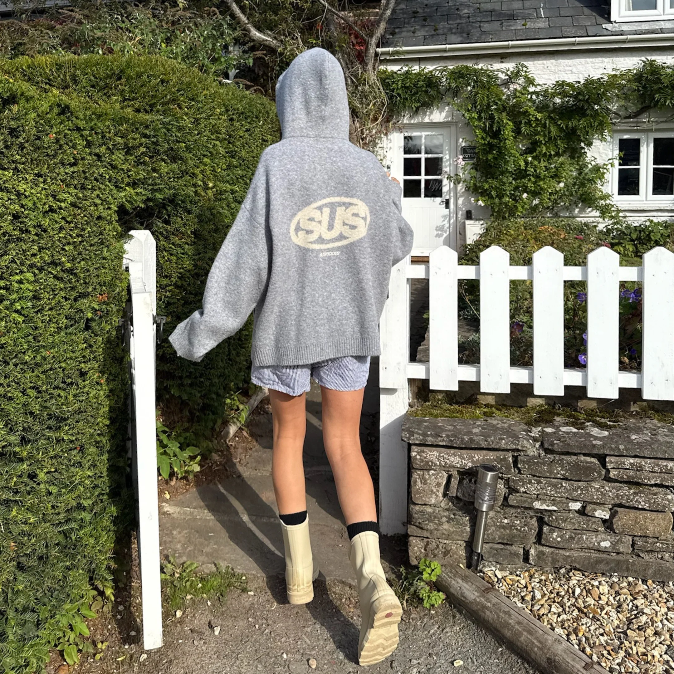 Fall / The SUS Knitted Hoodie - Heather Grey - Image 12