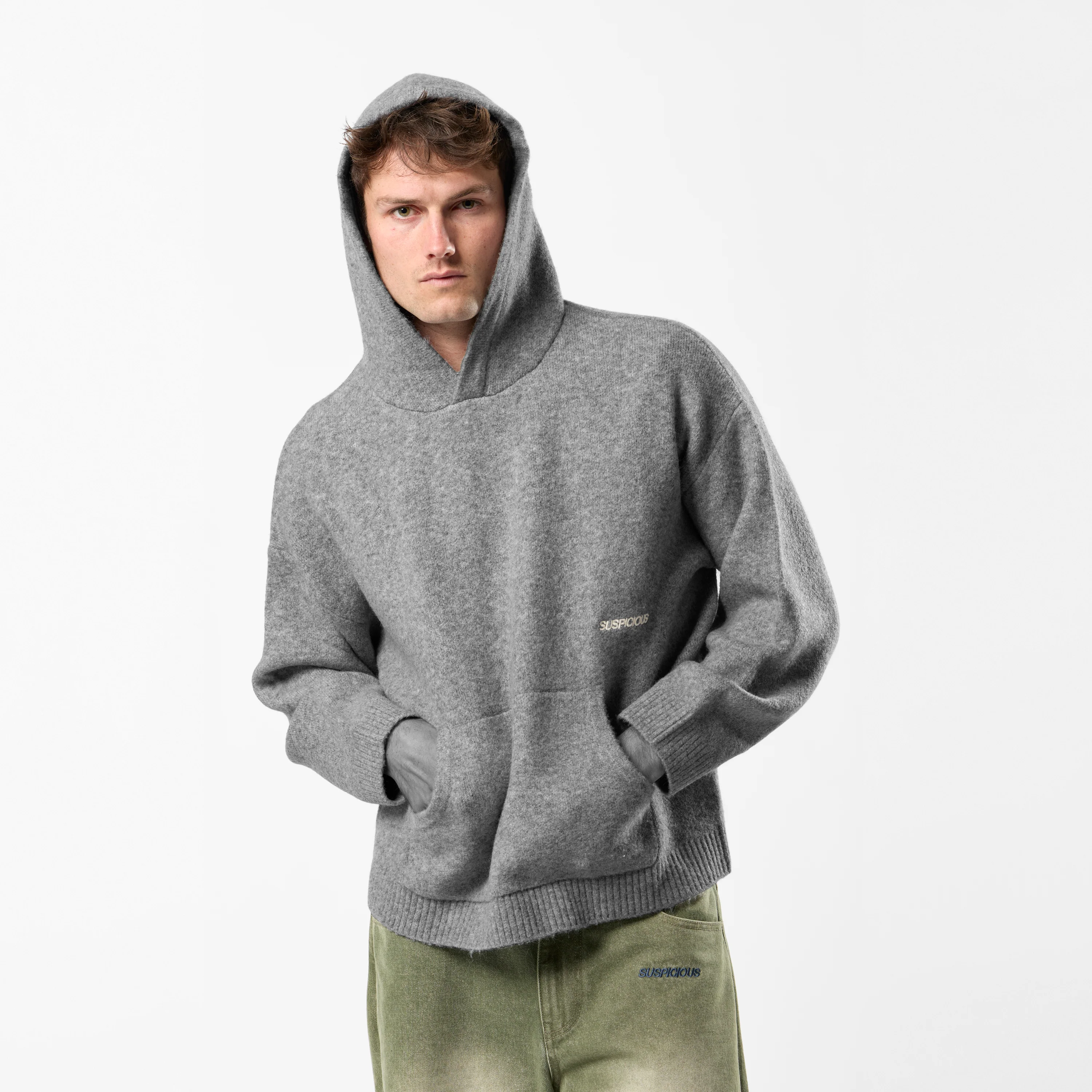 Fall / The SUS Knitted Hoodie - Heather Grey - Image 3