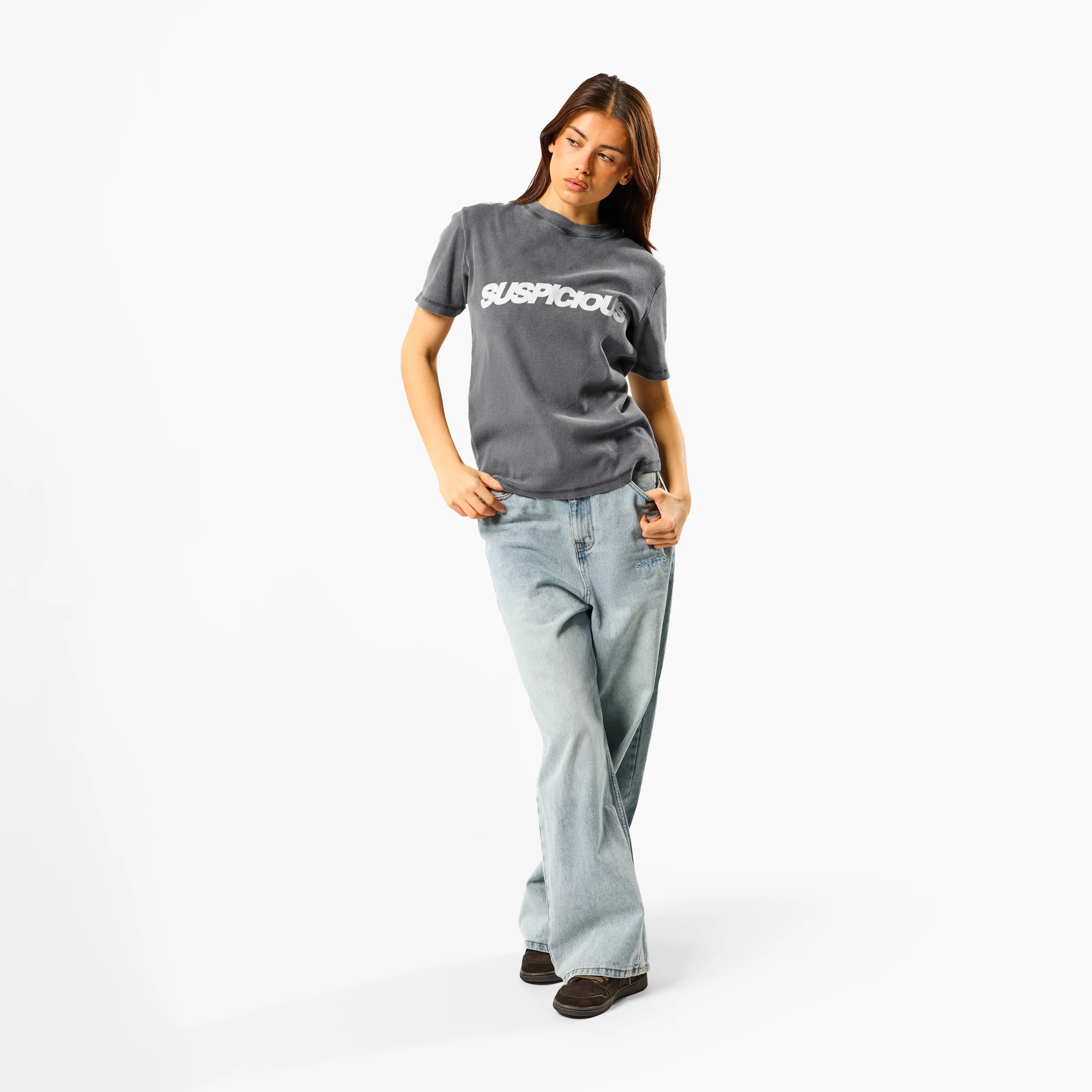 Leopard / Base Rib Tee - Washed Charcoal - Image 3