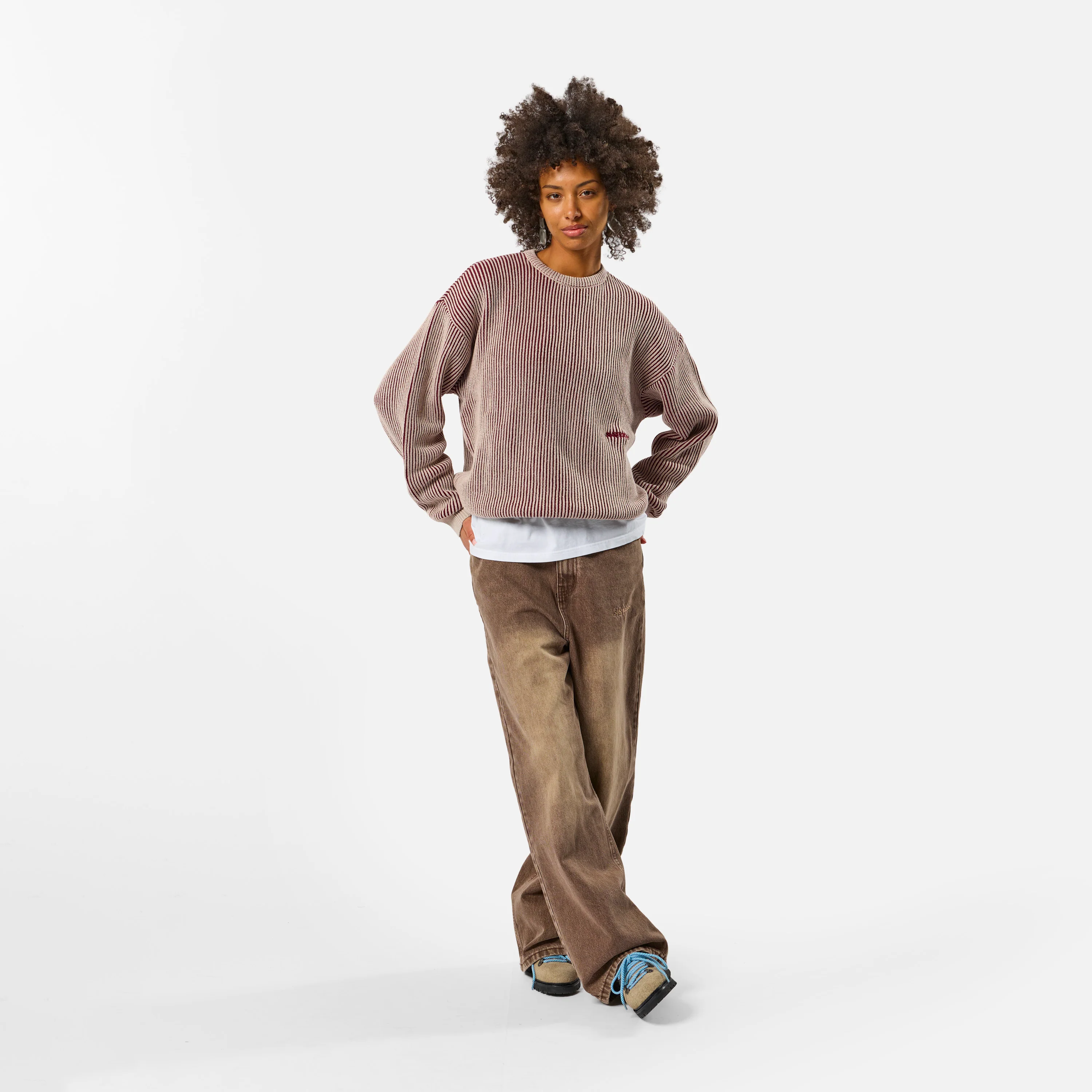 Leopard / Essentials Vintage Knitted Sweat - Burgundy - Image 3
