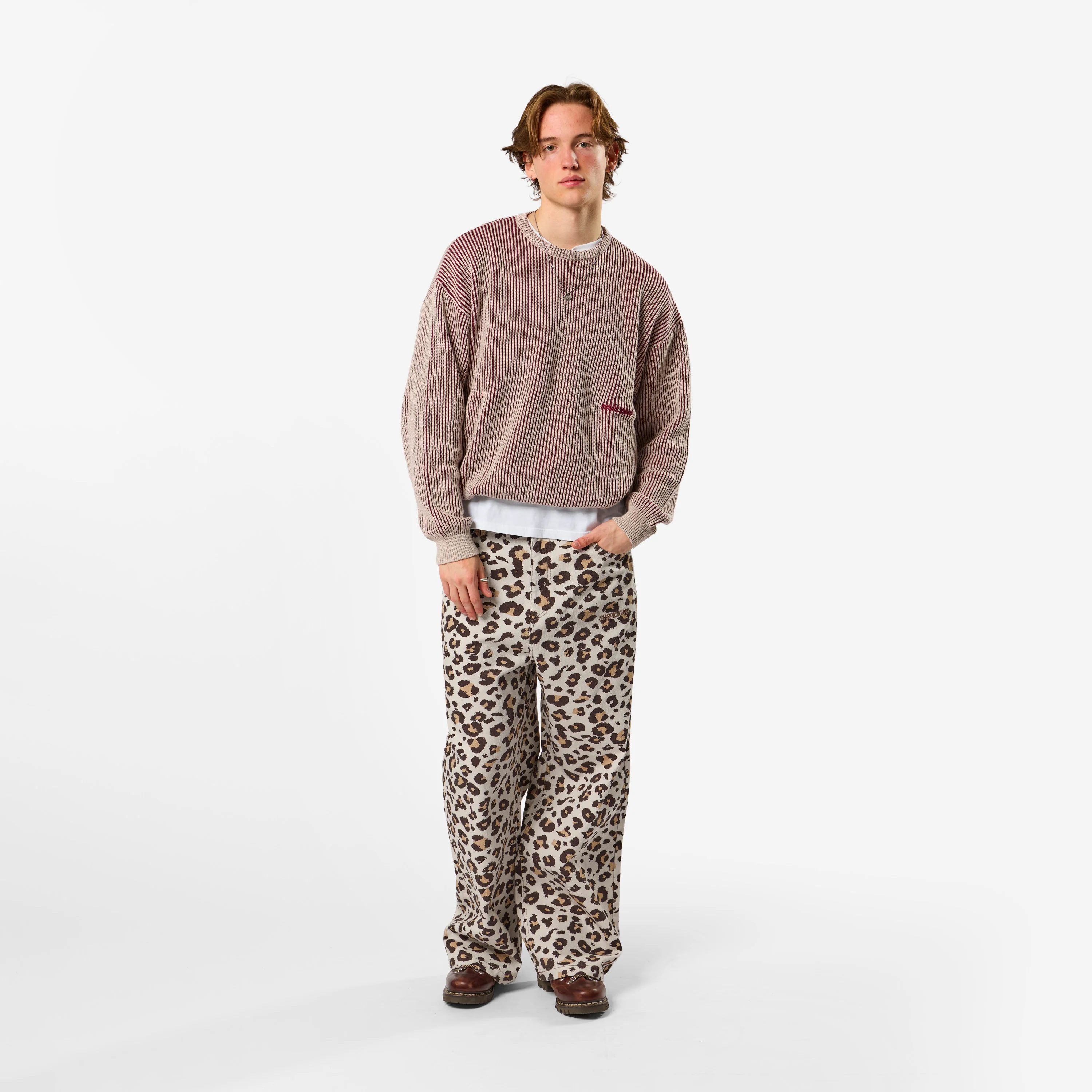 Leopard / Essentials Vintage Knitted Sweat - Burgundy - Image 7