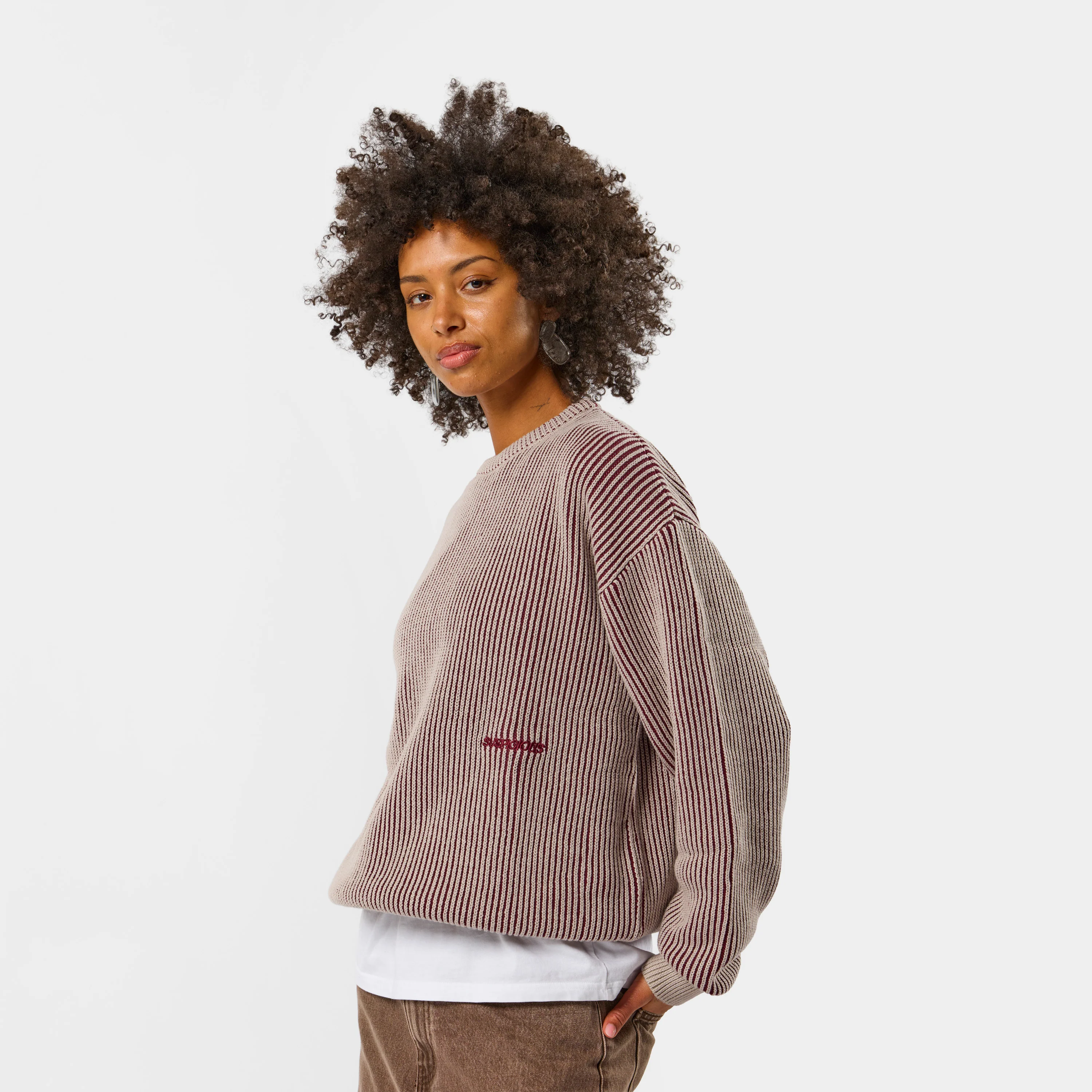Leopard / Essentials Vintage Knitted Sweat - Burgundy - Image 8