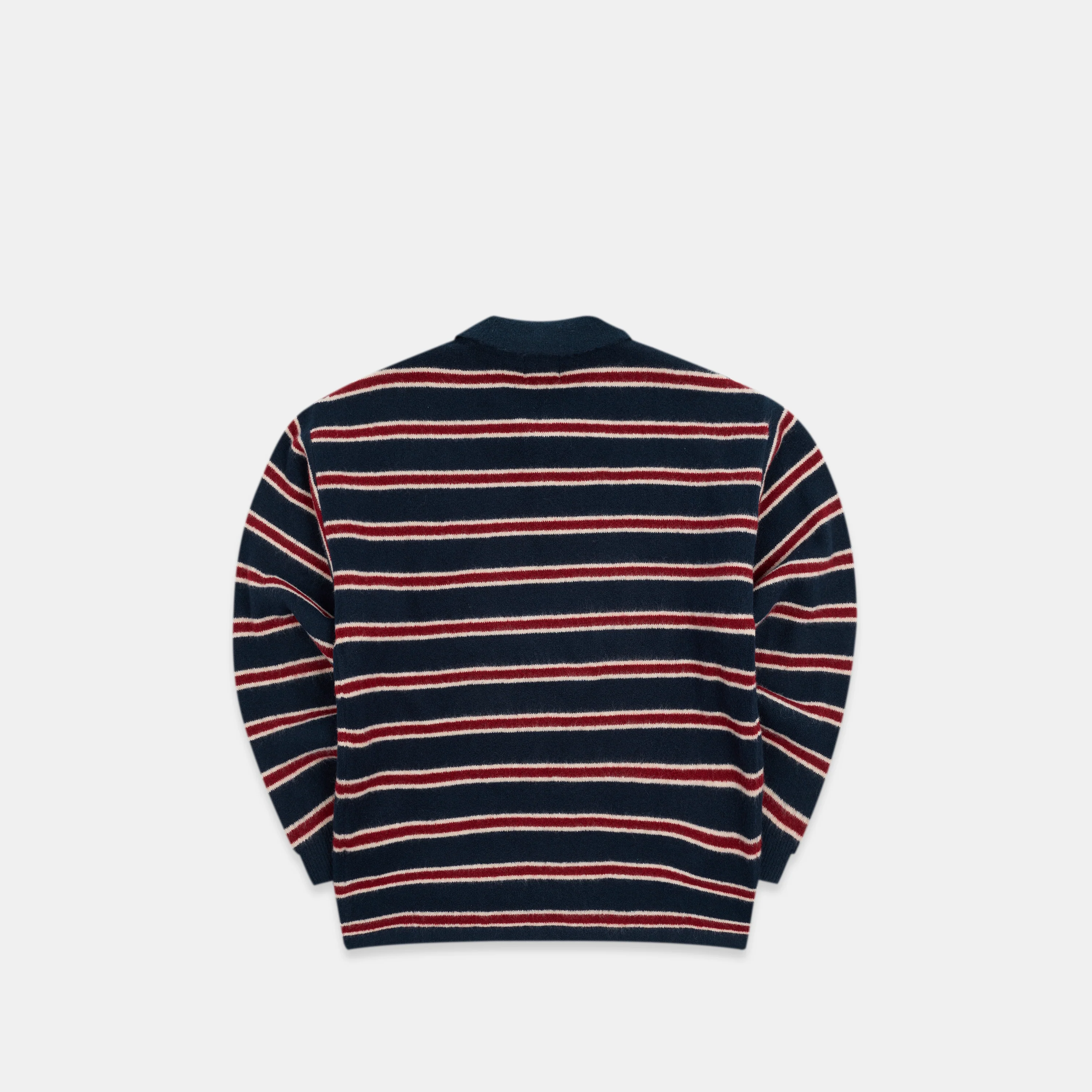 PL / Striped Knitted Longsleeve Polo - Navy & Red - Image 9