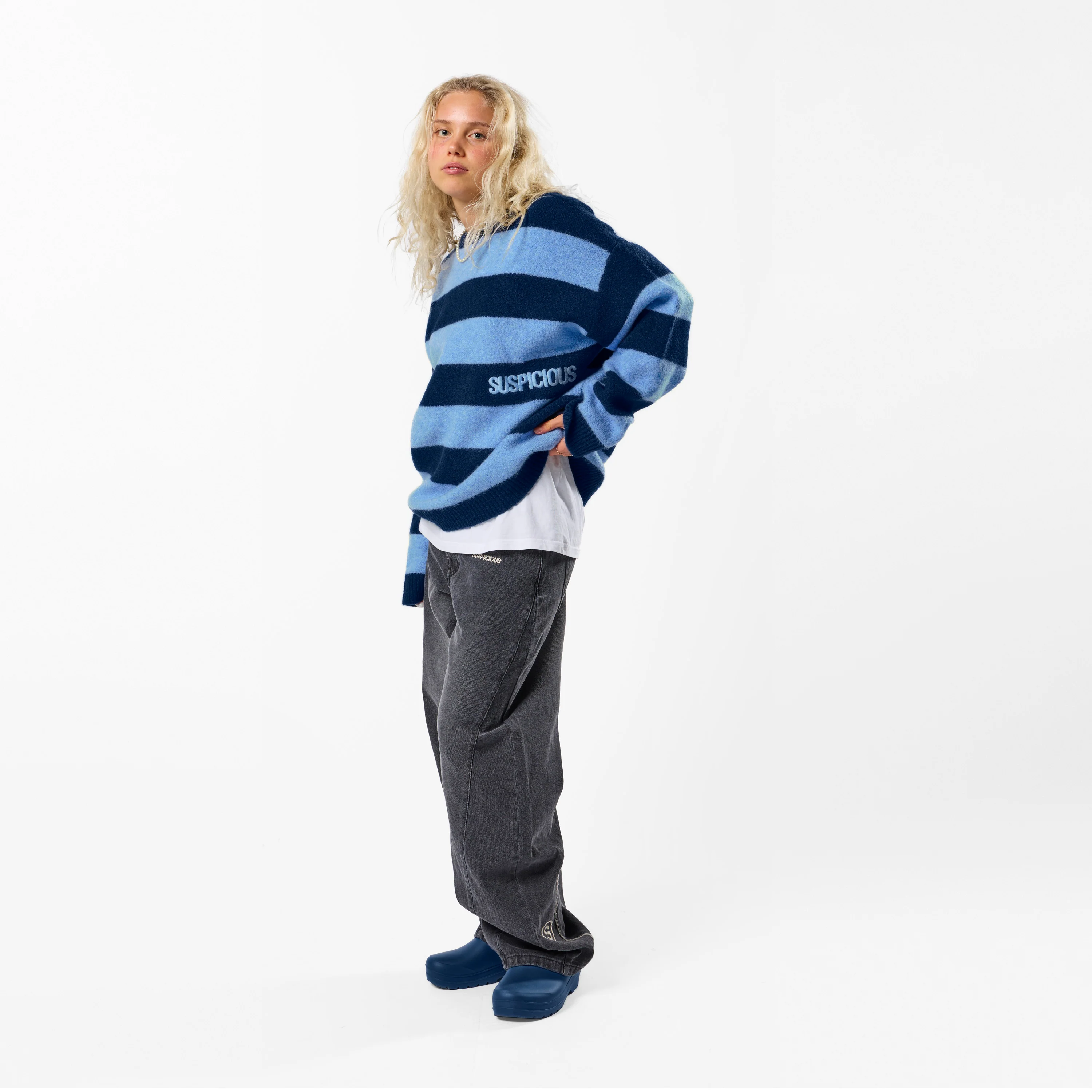 PL / Striped Knitted Sweat - Blue - Image 7