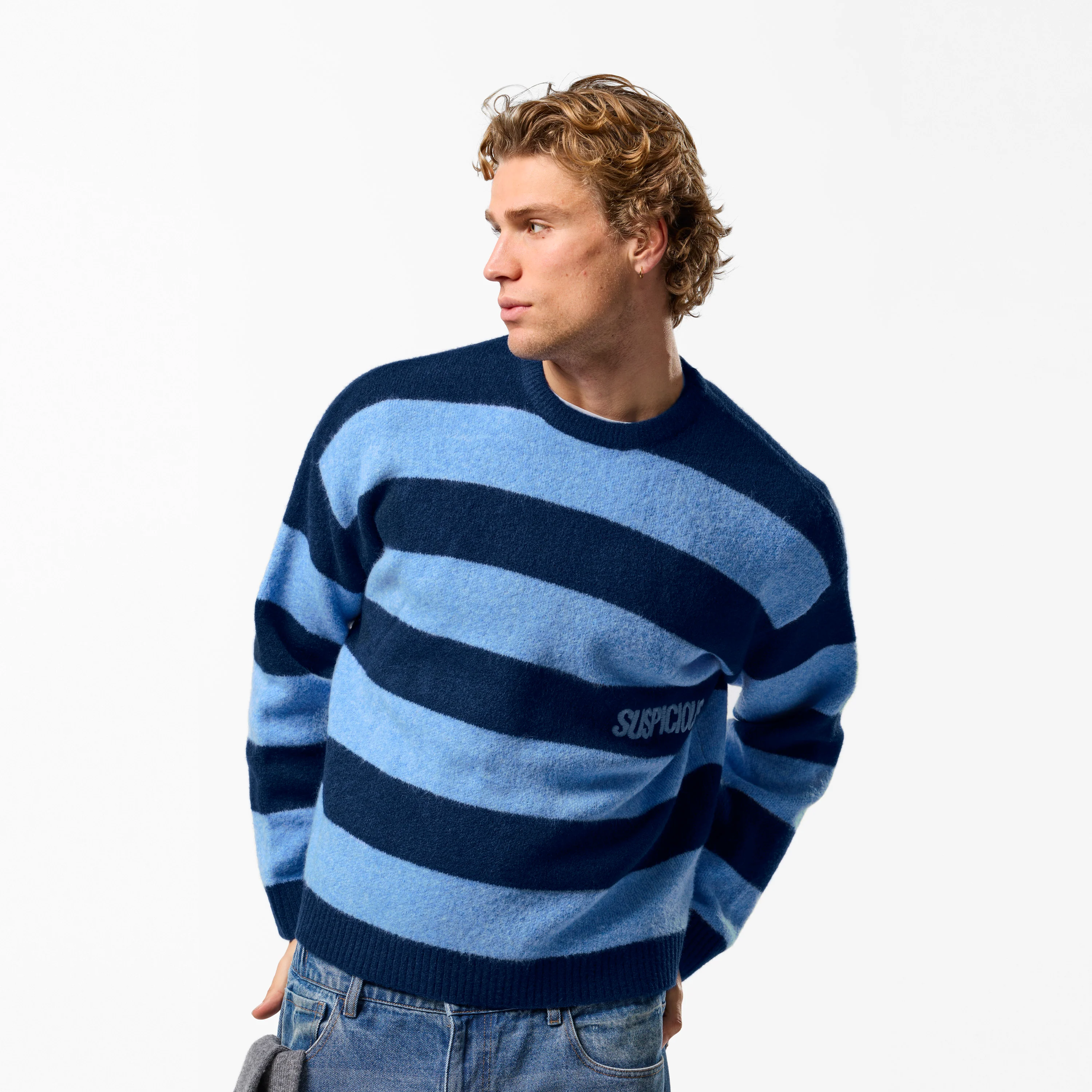 PL / Striped Knitted Sweat - Blue - Image 8