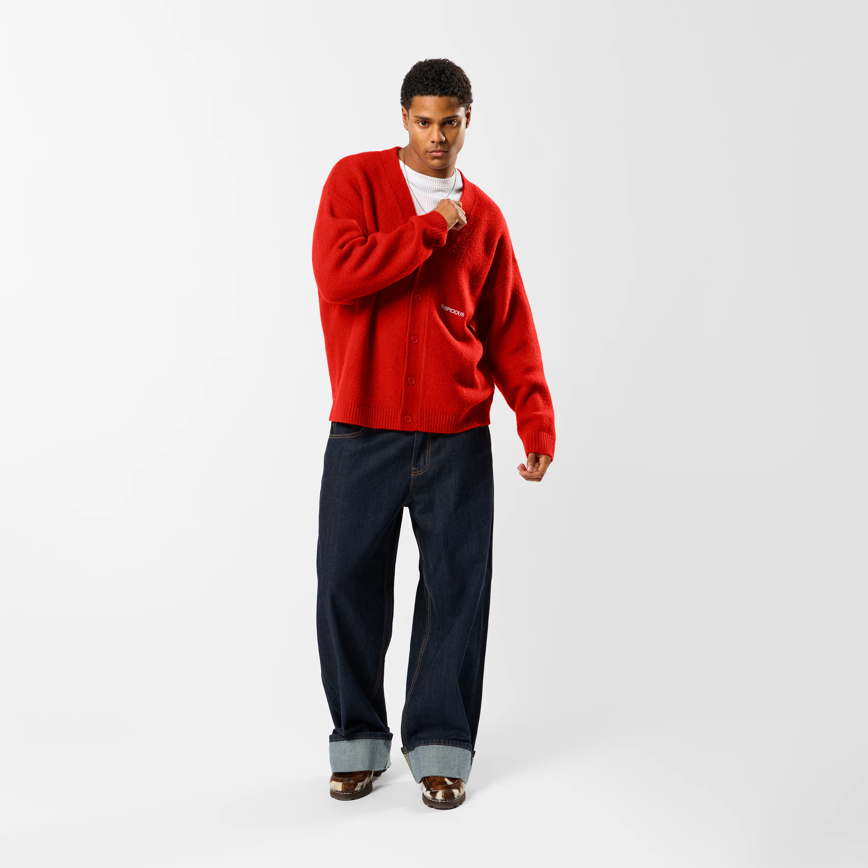 Polkaline / Essentials Knitted Cardigan - Red - Image 3