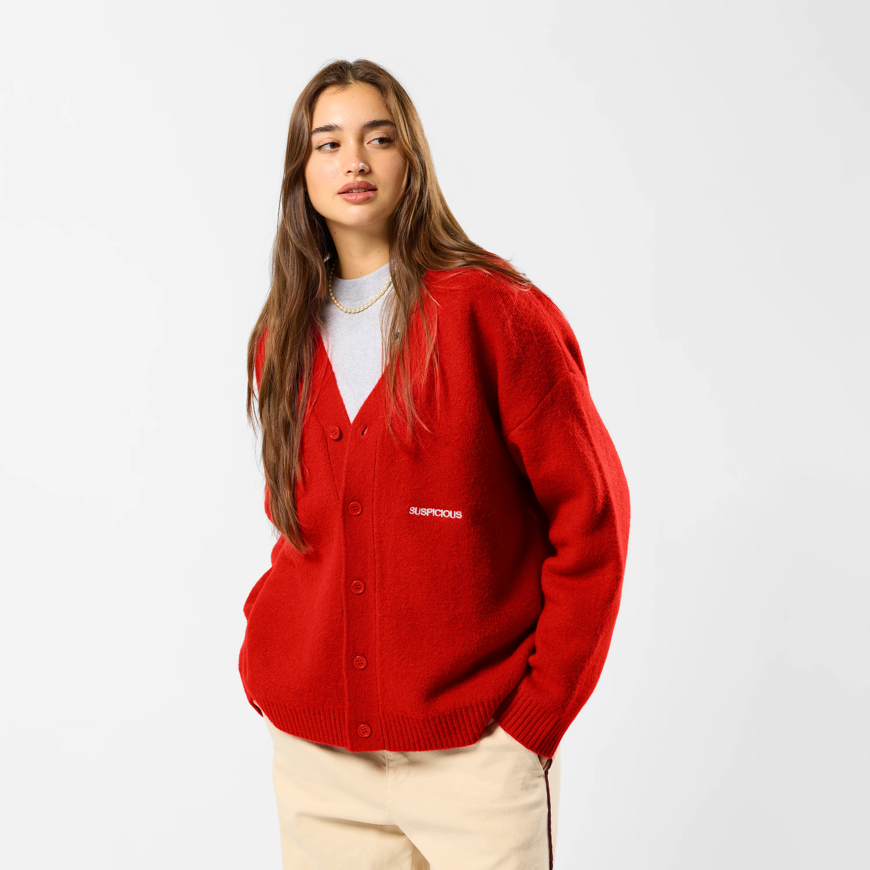 Polkaline / Essentials Knitted Cardigan - Red - Image 7