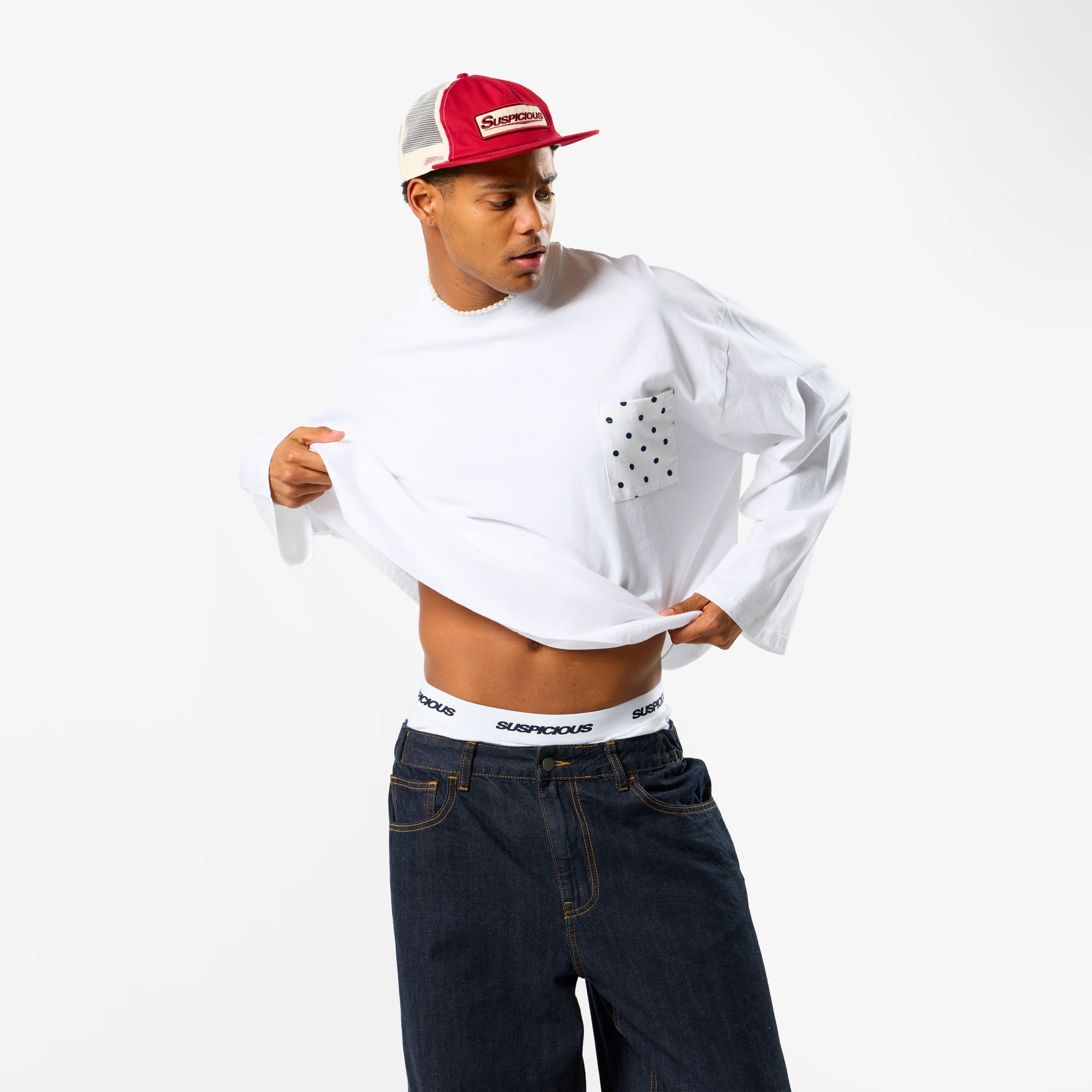 Polkaline / Polka Pocket Longsleeve - White - Image 3