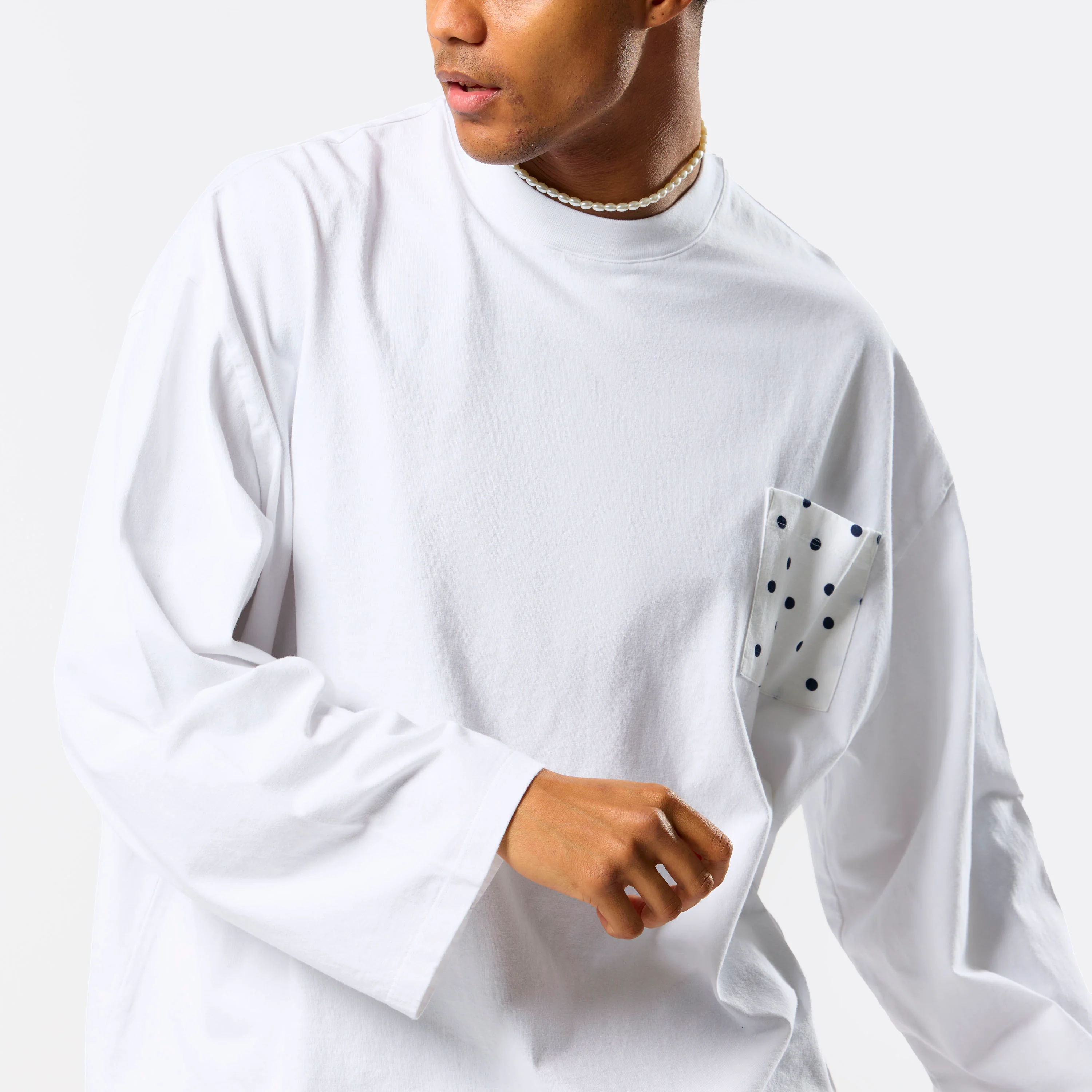 Polkaline / Polka Pocket Longsleeve - White - Image 8