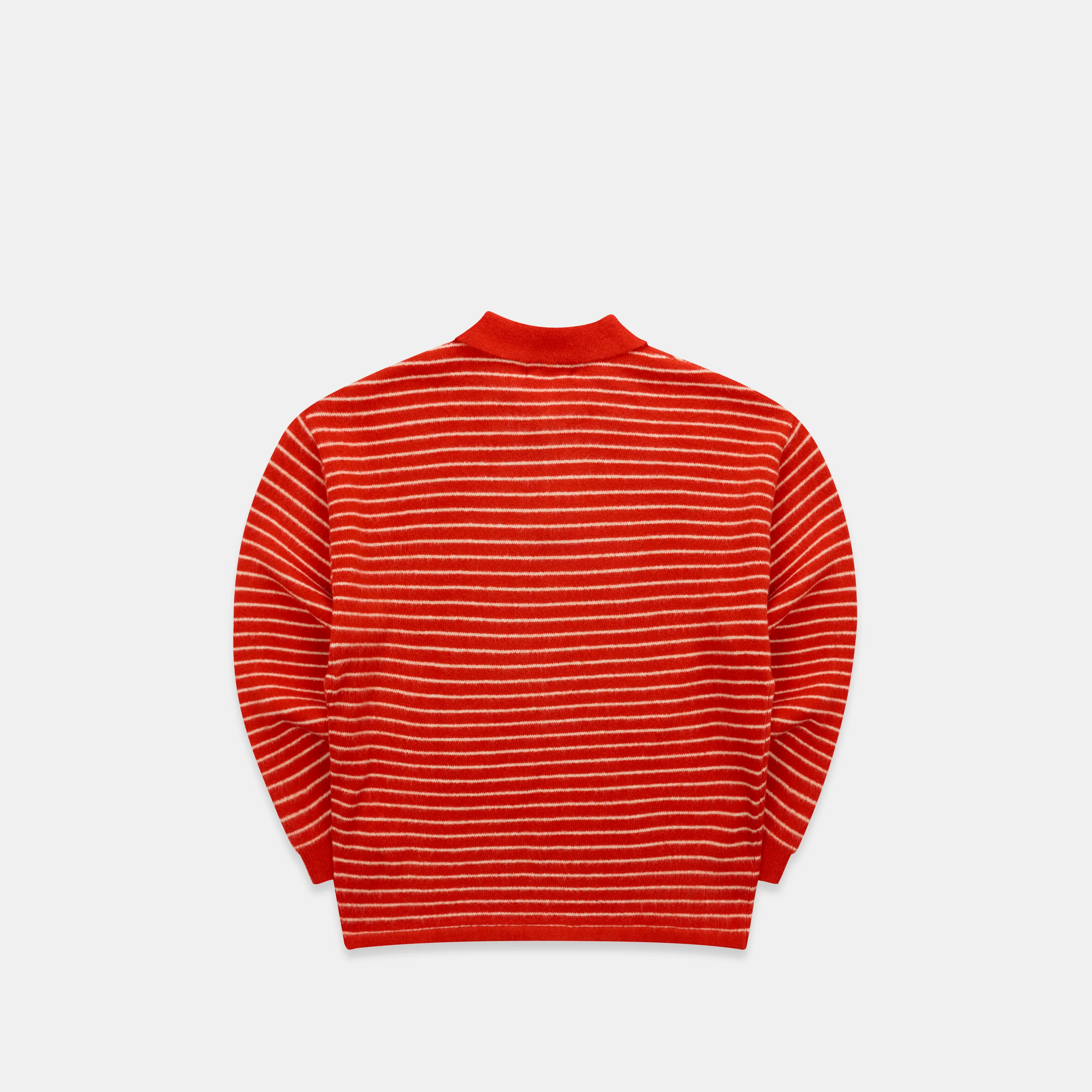 Polkaline / Striped Knitted Longsleeve Polo - Red - Image 9