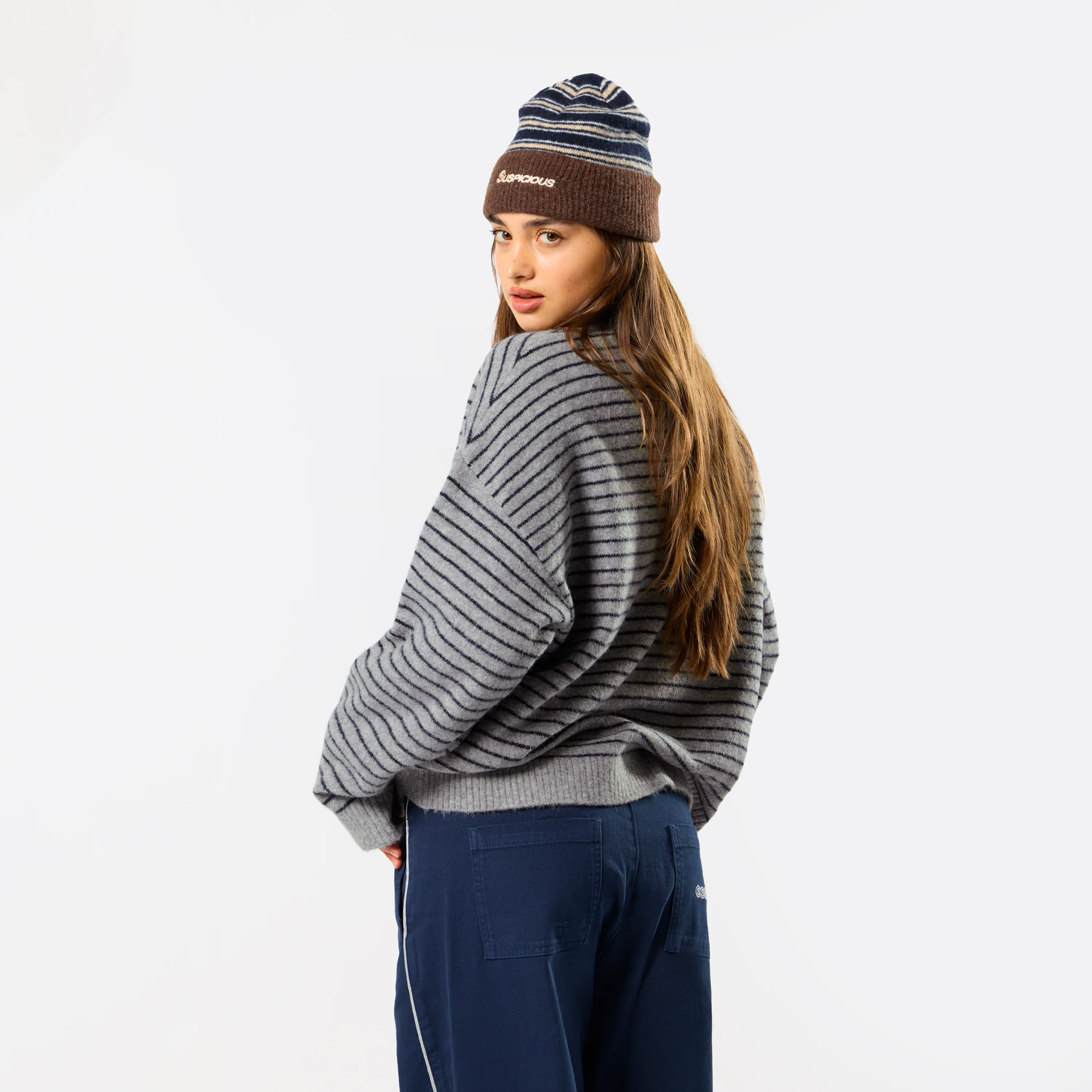 Polkaline / Striped Knitted Sweat - Neutral Heather - Image 4
