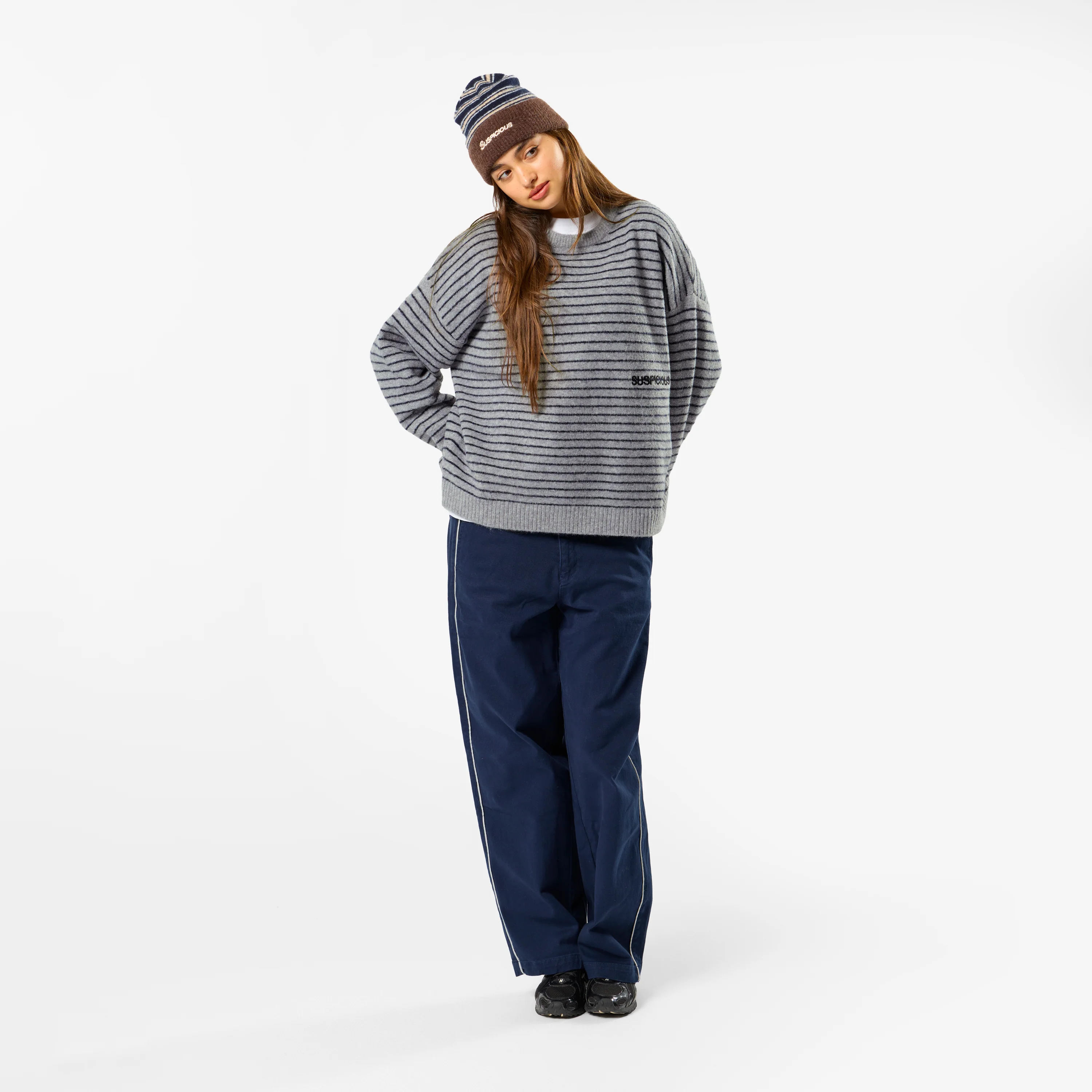 Polkaline / Striped Knitted Sweat - Neutral Heather - Image 7