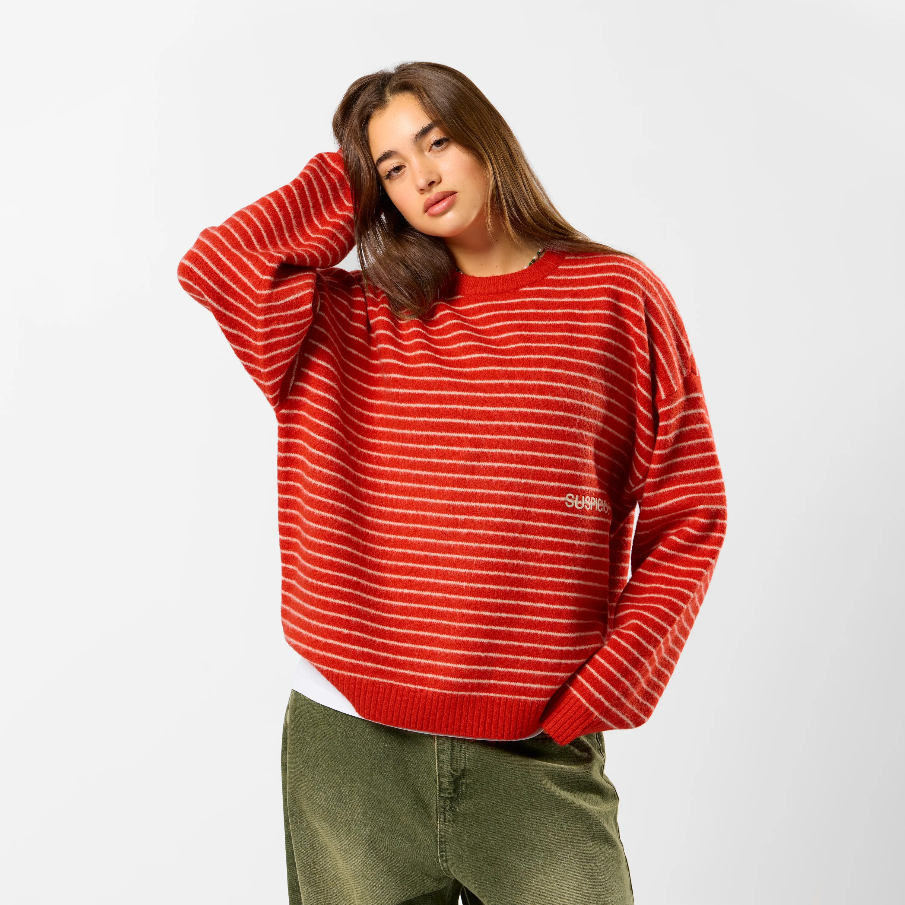 Polkaline / Striped Knitted Sweat - Red - Image 3