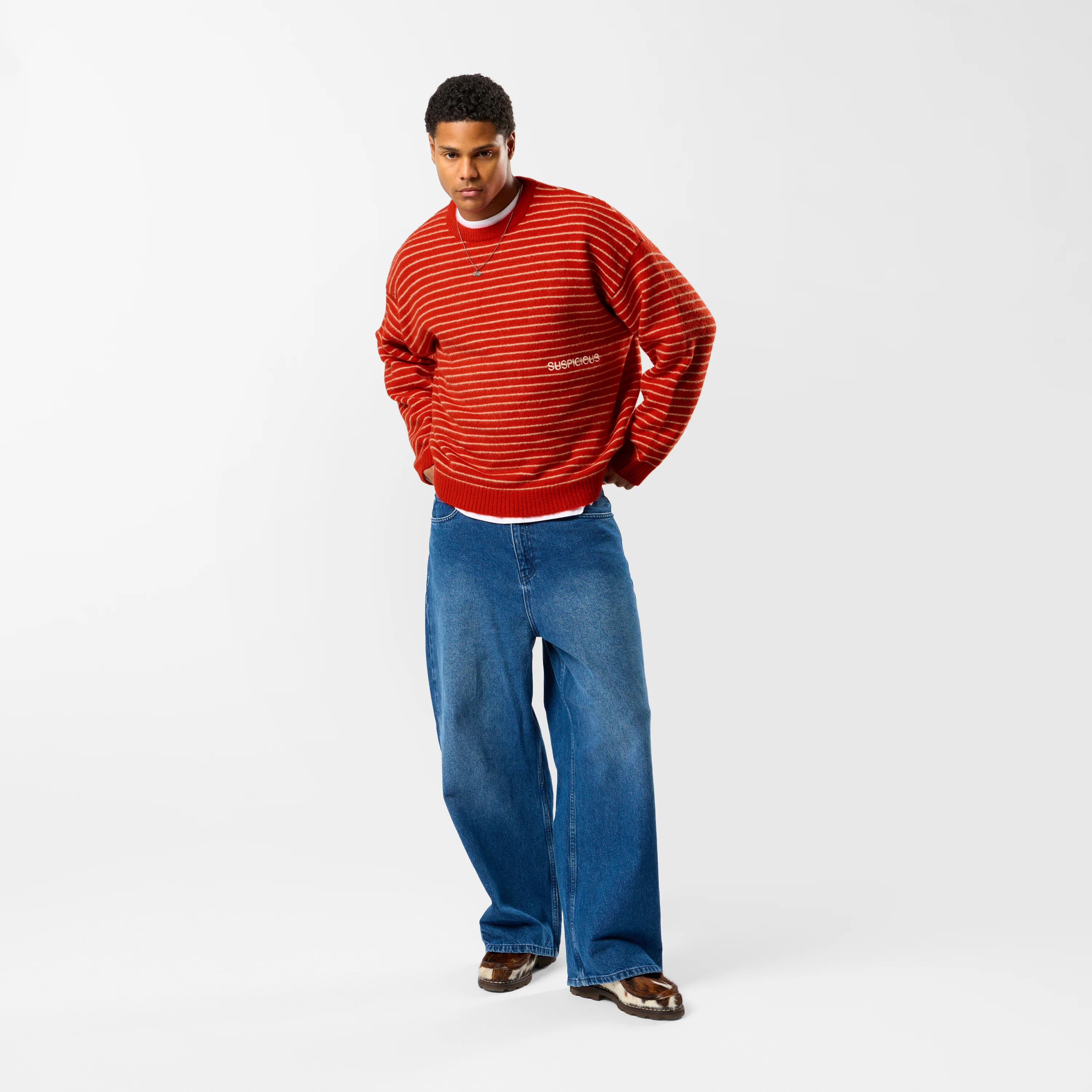 Polkaline / Striped Knitted Sweat - Red - Image 7