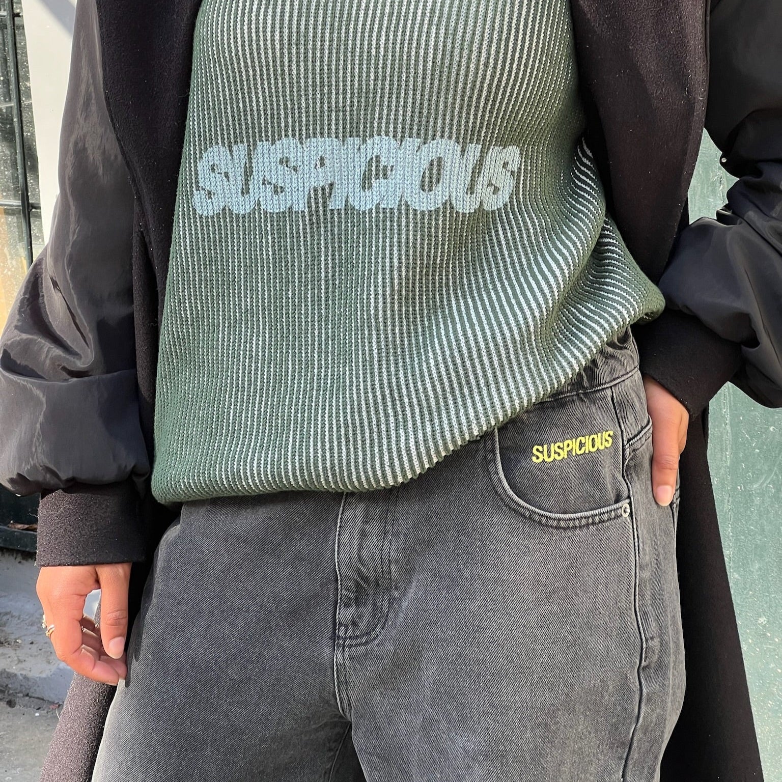 Pre Spring Drop / Wide Leg Denim - Black & Yellow - Image 6