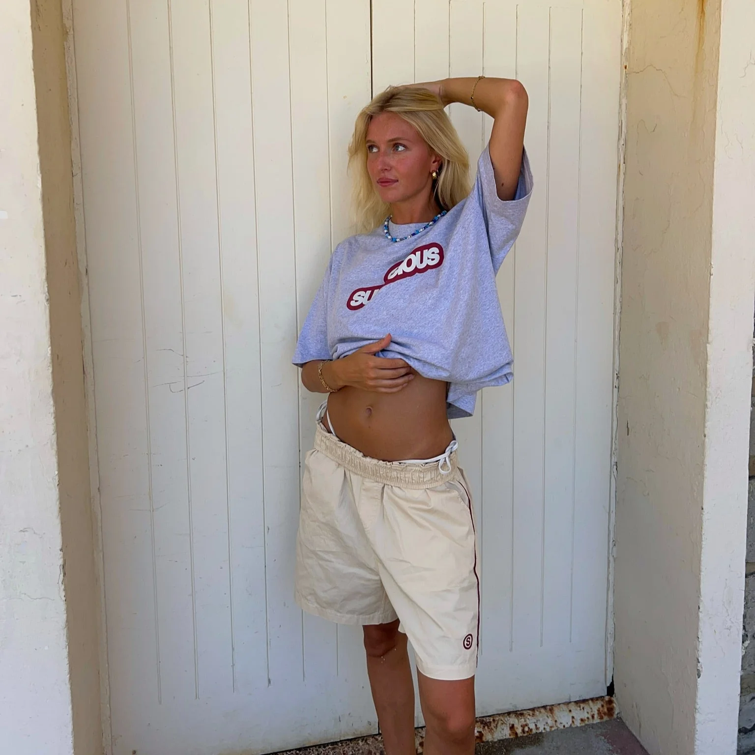 S2 / Stamped Piping Twill Shorts - Natural - Image 9