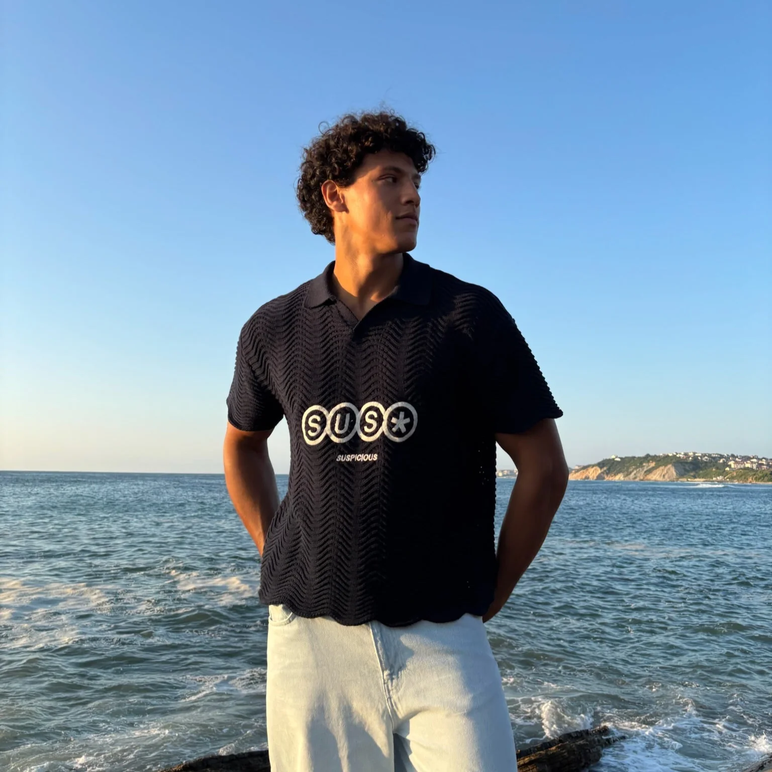 S2 / SUS* Wavy Crochet Polo - Nightfall - Image 10