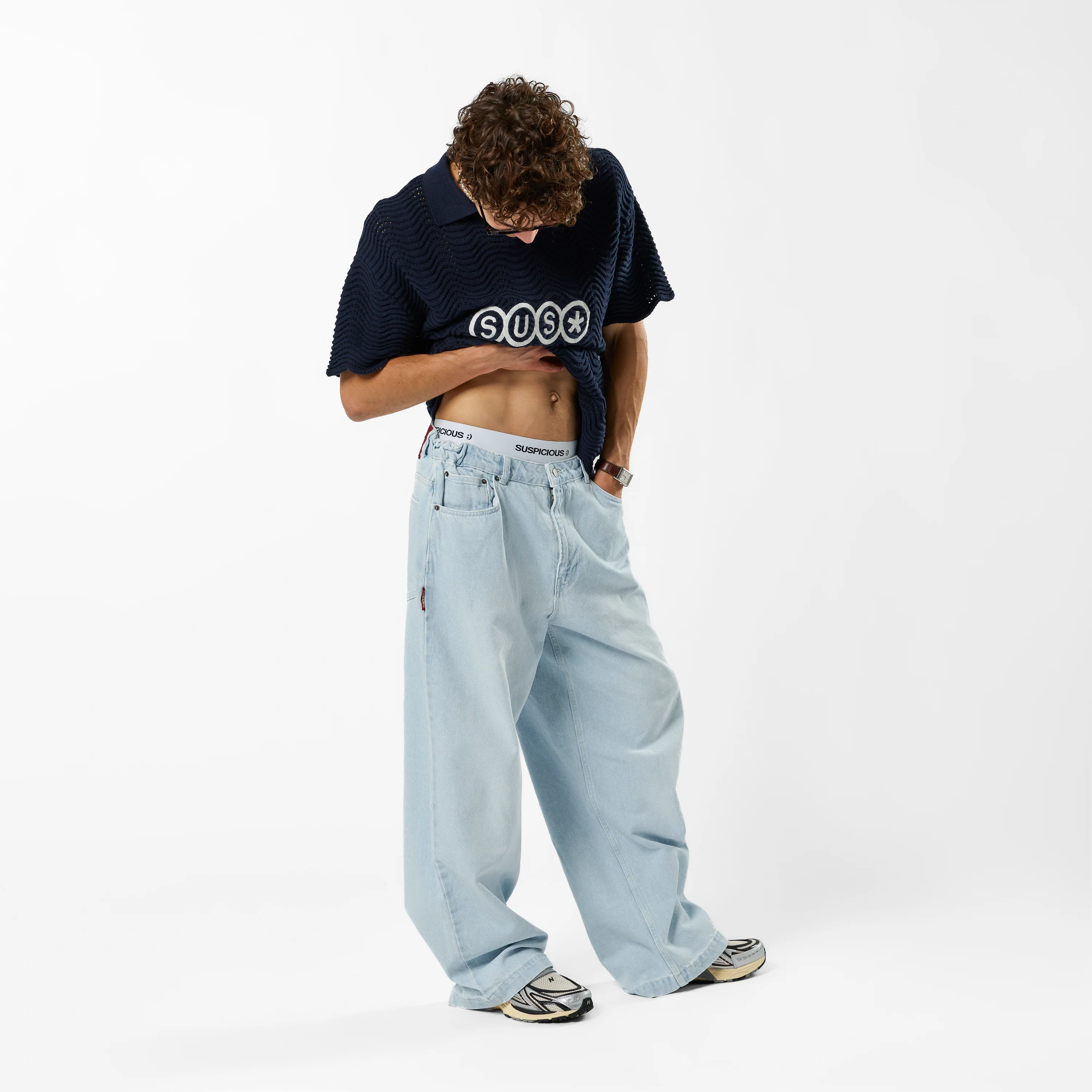 S2 / SUS* Wavy Crochet Polo - Nightfall - Image 3