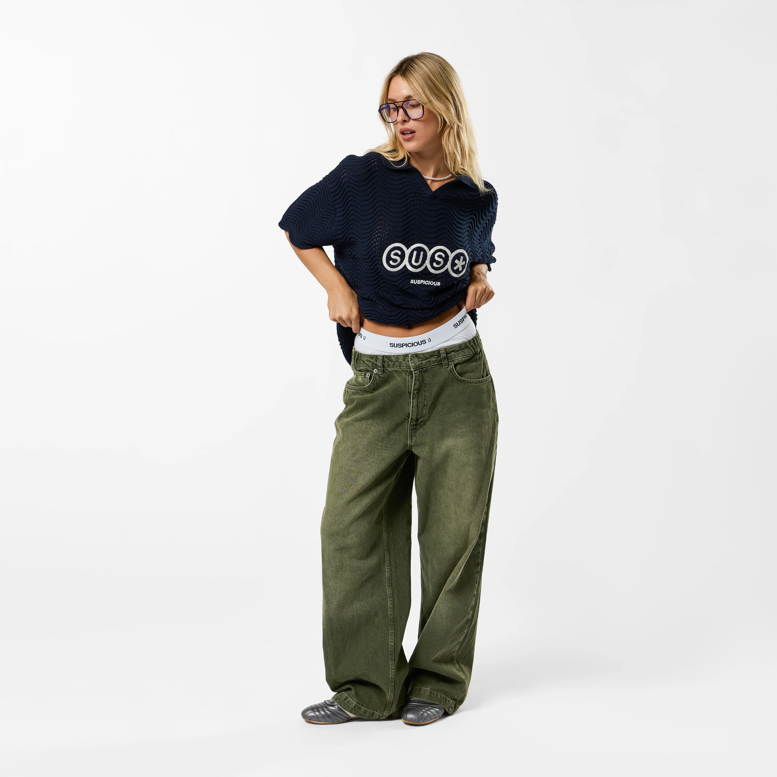 S2 / SUS* Wavy Crochet Polo - Nightfall - Image 4