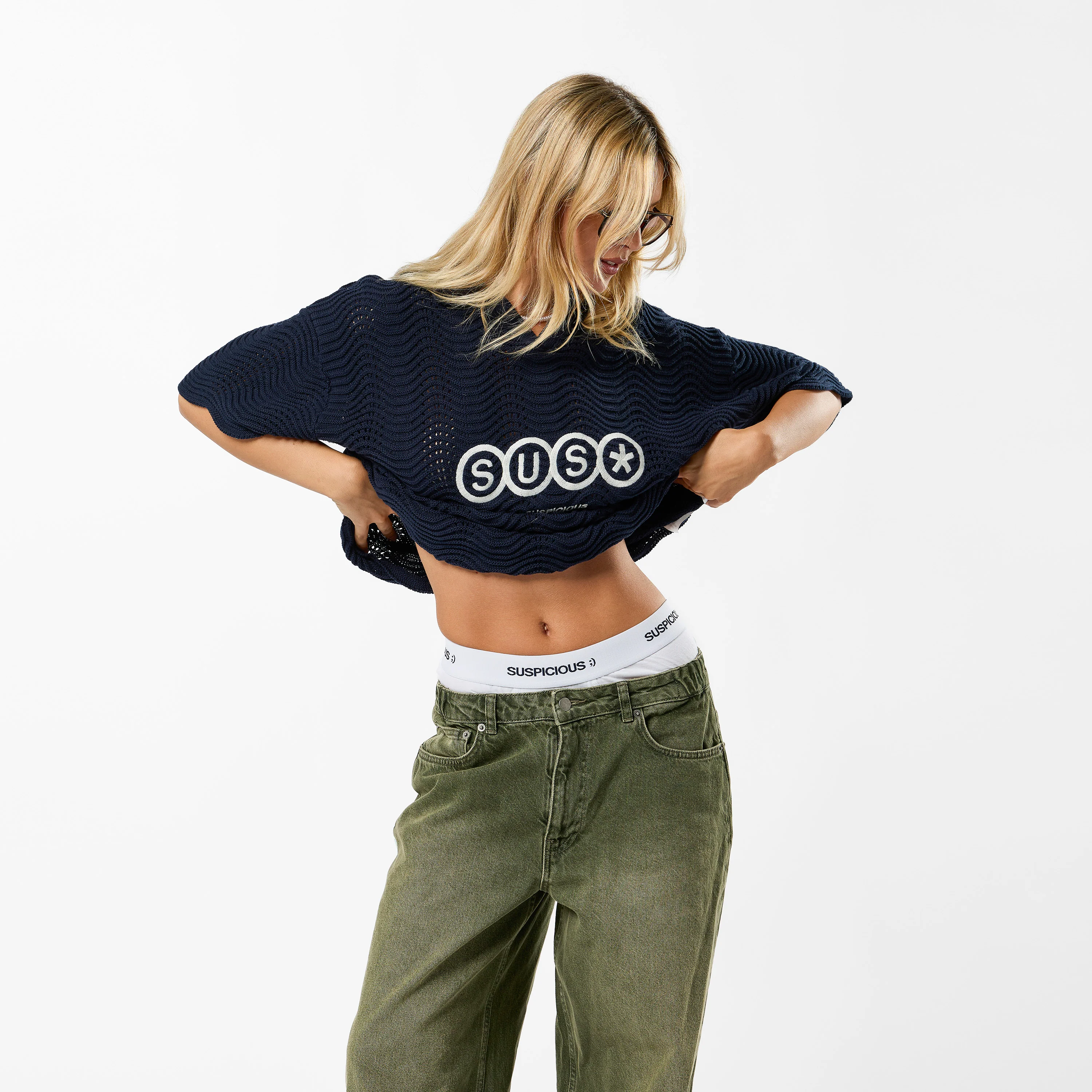 S2 / SUS* Wavy Crochet Polo - Nightfall - Image 6