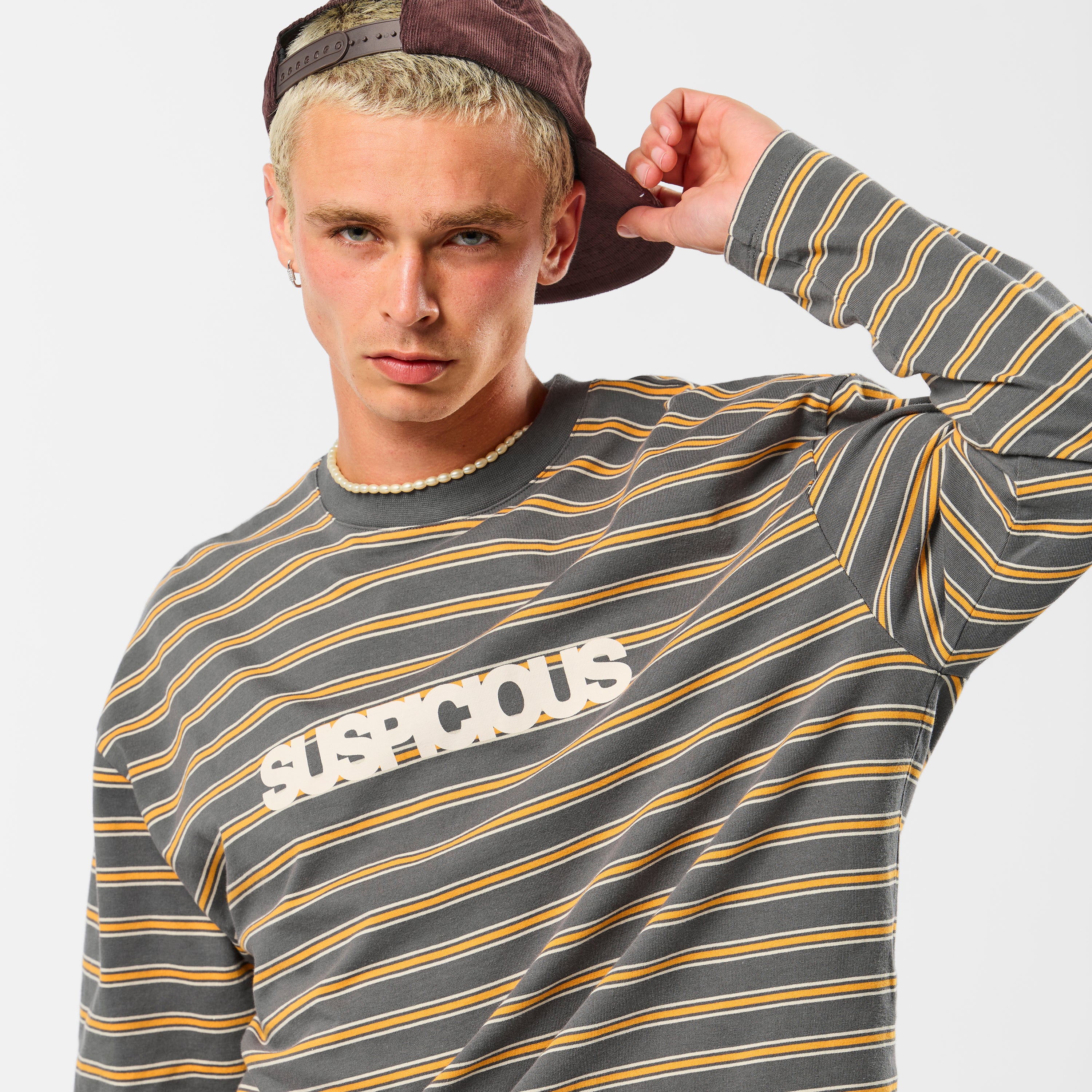 Softground / Striped Longsleeve - Dark Armory & Orange - Image 2