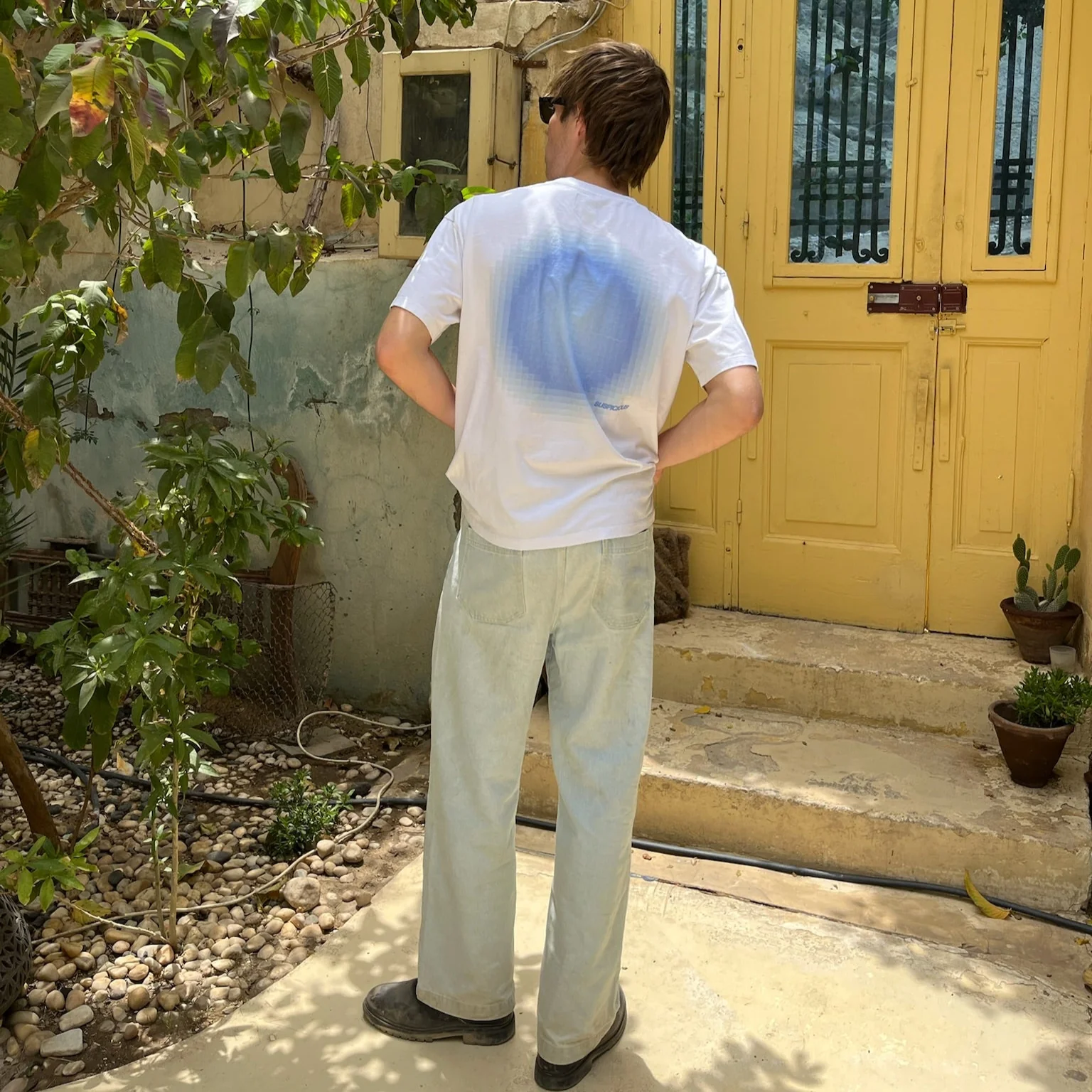 Spring / Blue Pixelated Aura Tee - White - Image 6