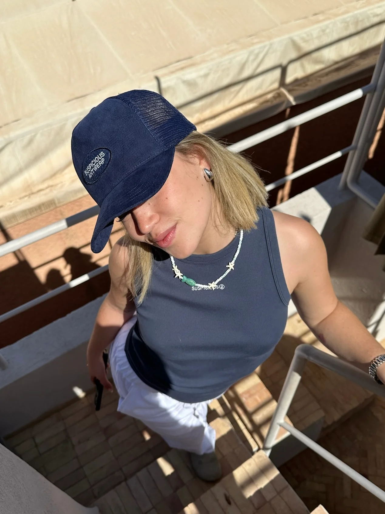 The Essentials Corduroy Cap - Navy - Image 5