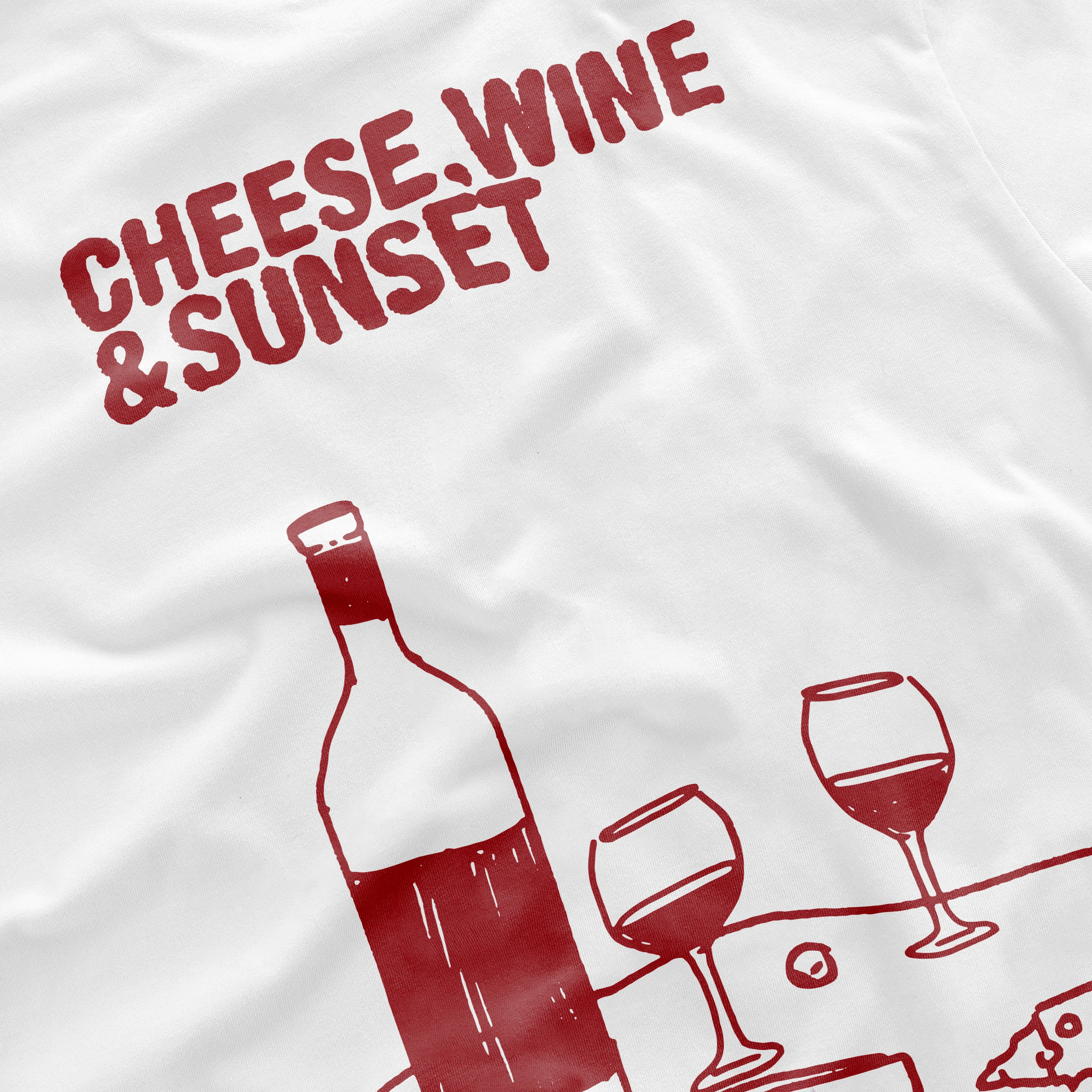 The Cheese, Wine and Sunset Tee - White - Image 2