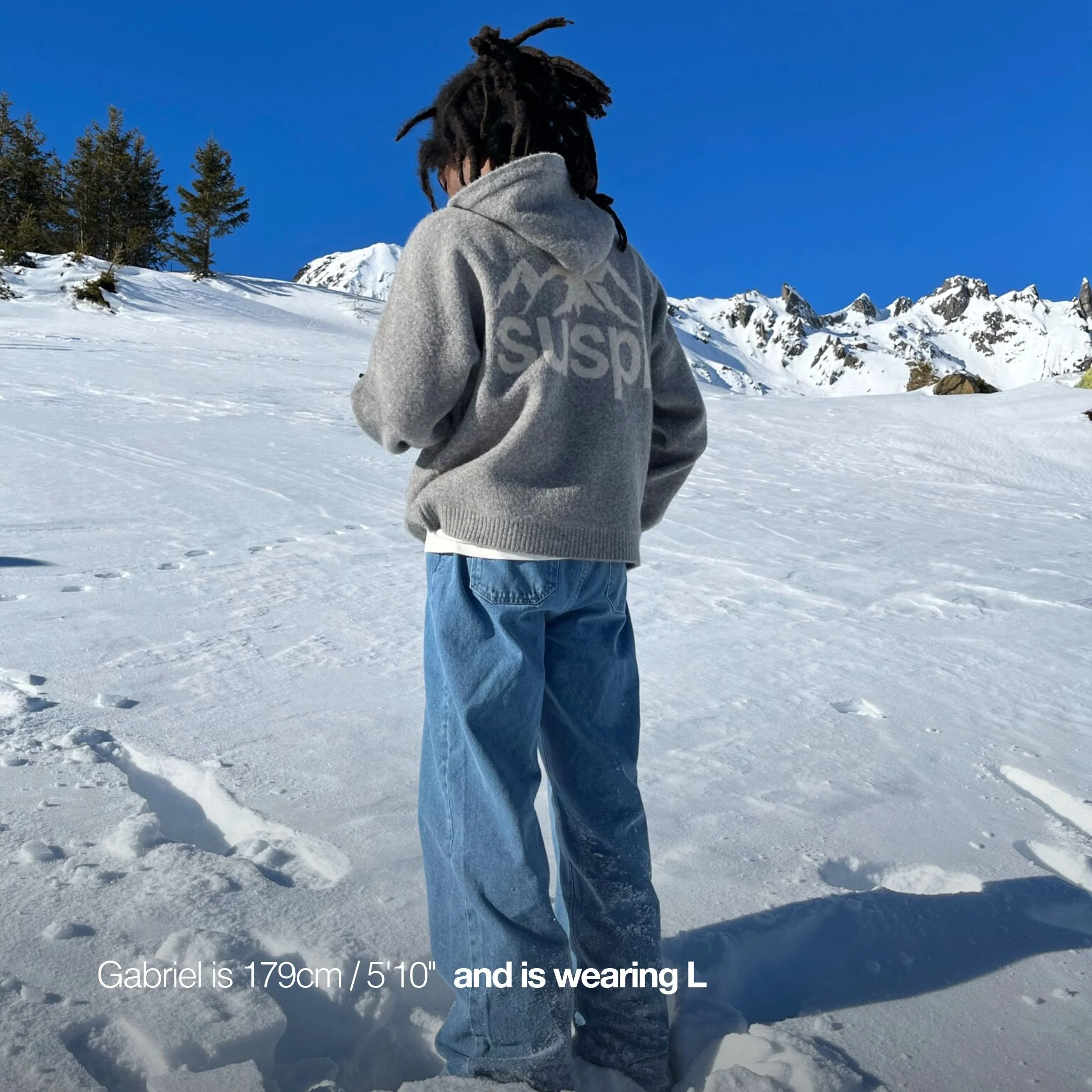 (Everything Knitted) The Landscape Knitted Hoodie - Heather Grey - Image 4