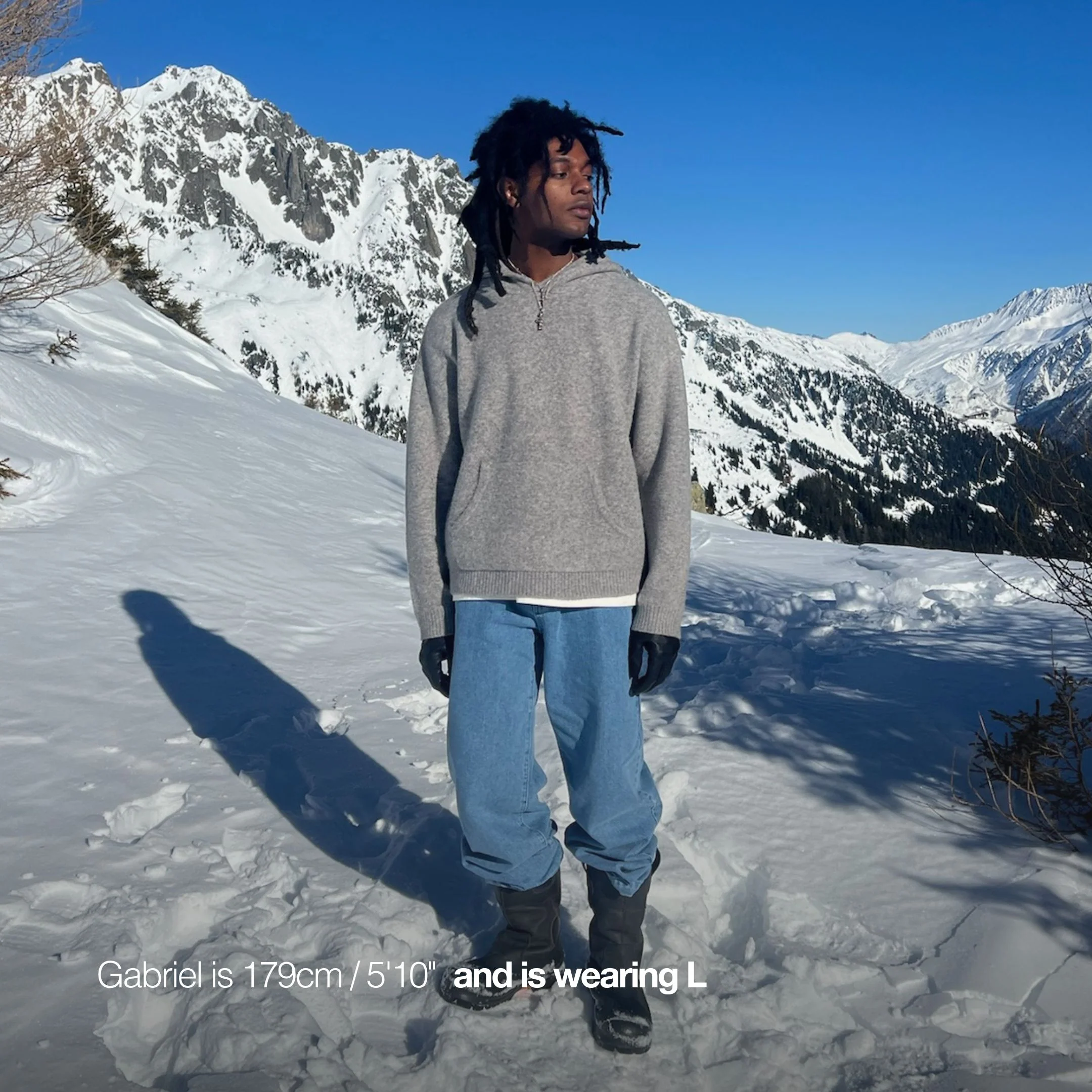 (Everything Knitted) The Landscape Knitted Hoodie - Heather Grey - Image 5